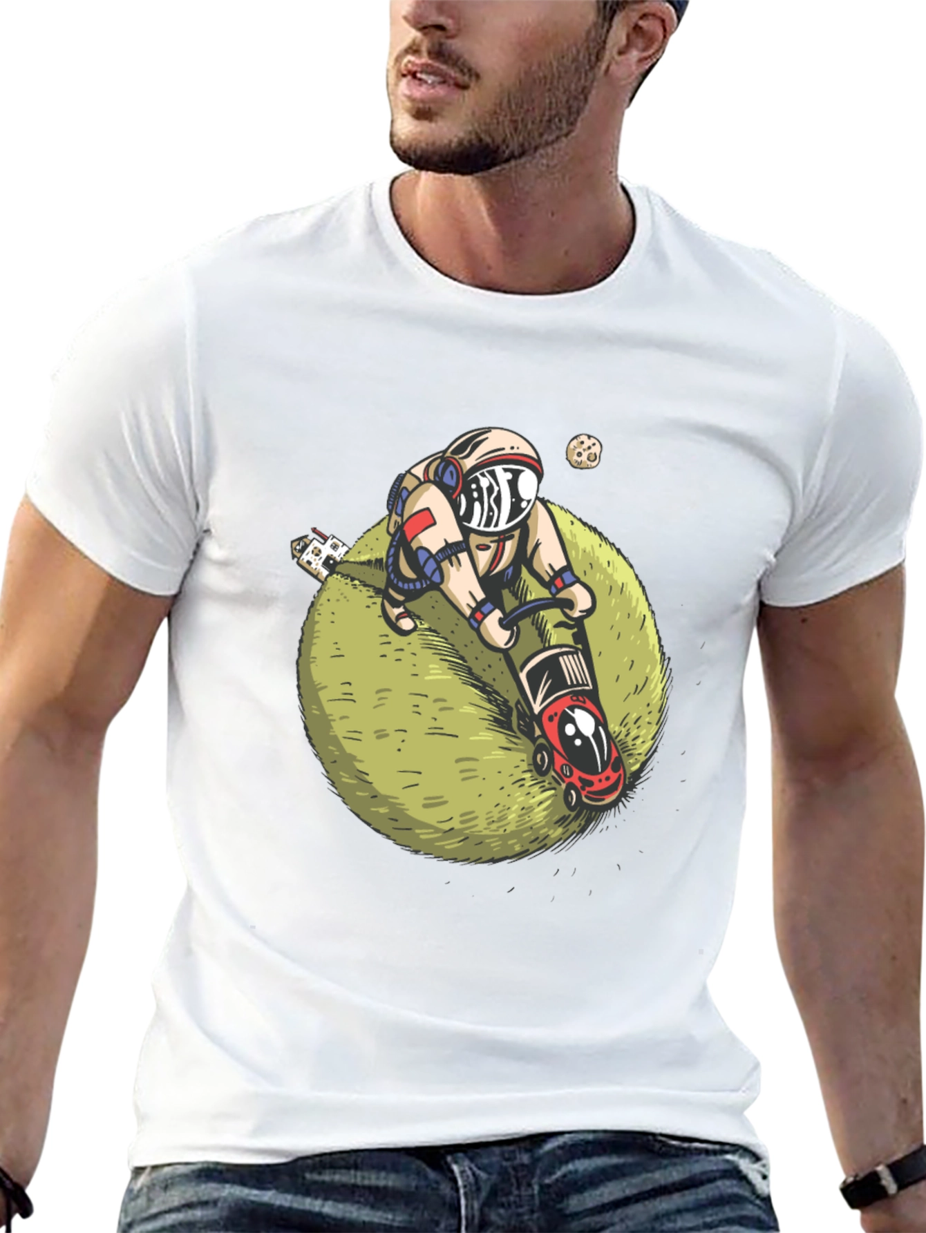 Astronaut Lawn Mowing T-Shirt - Space Humor Tee