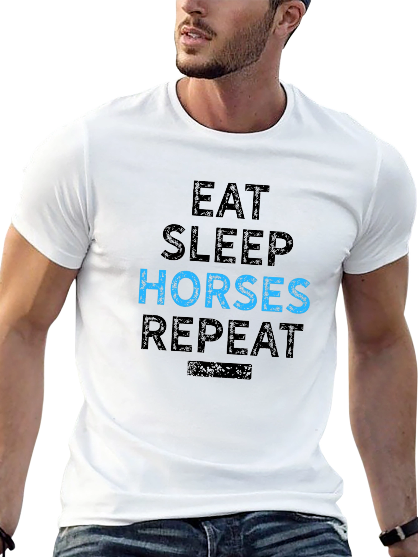 Eat Sleep Horses Repeat Black T-Shirt