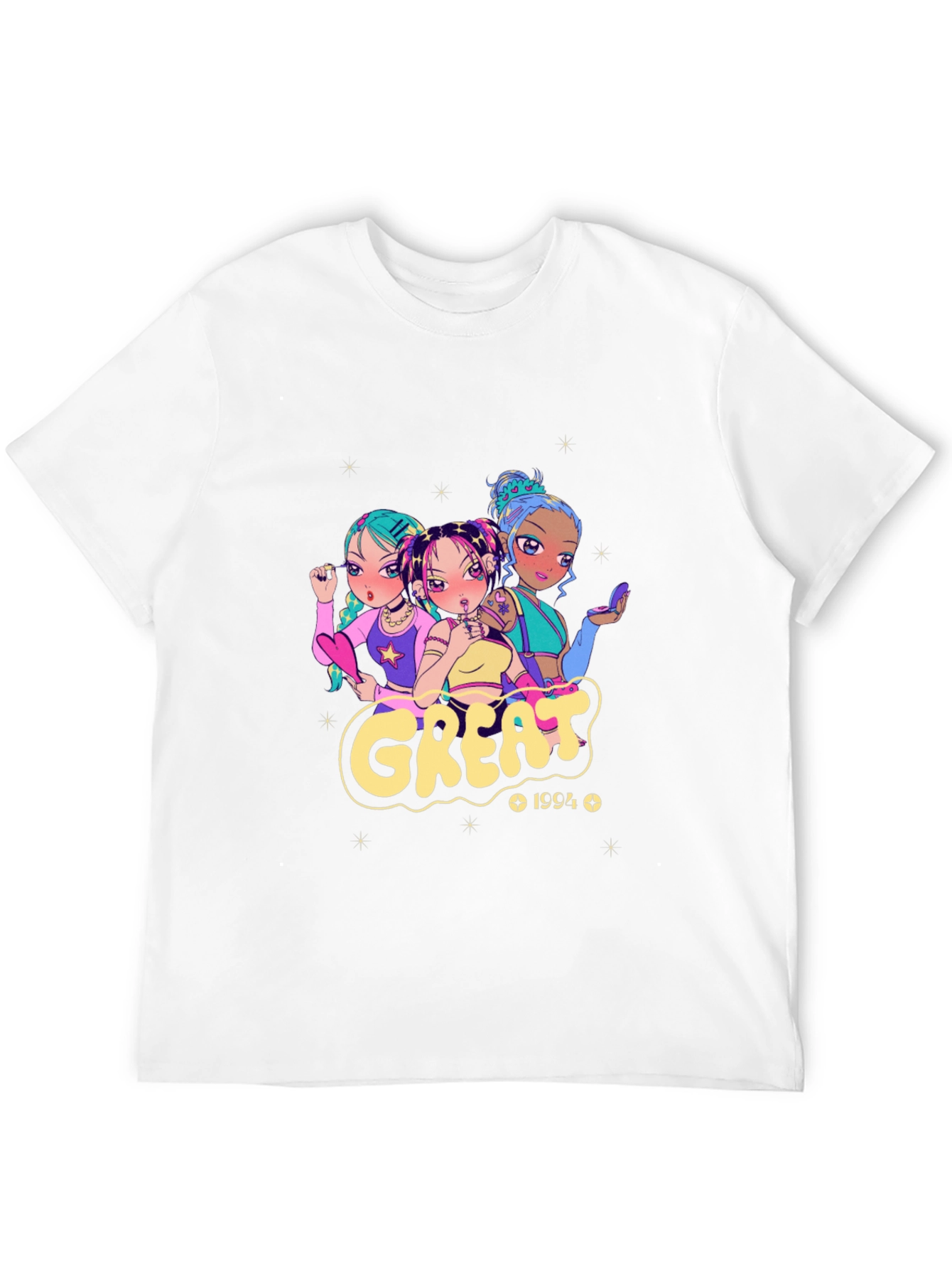 Anime Girl Black Graphic T-Shirt