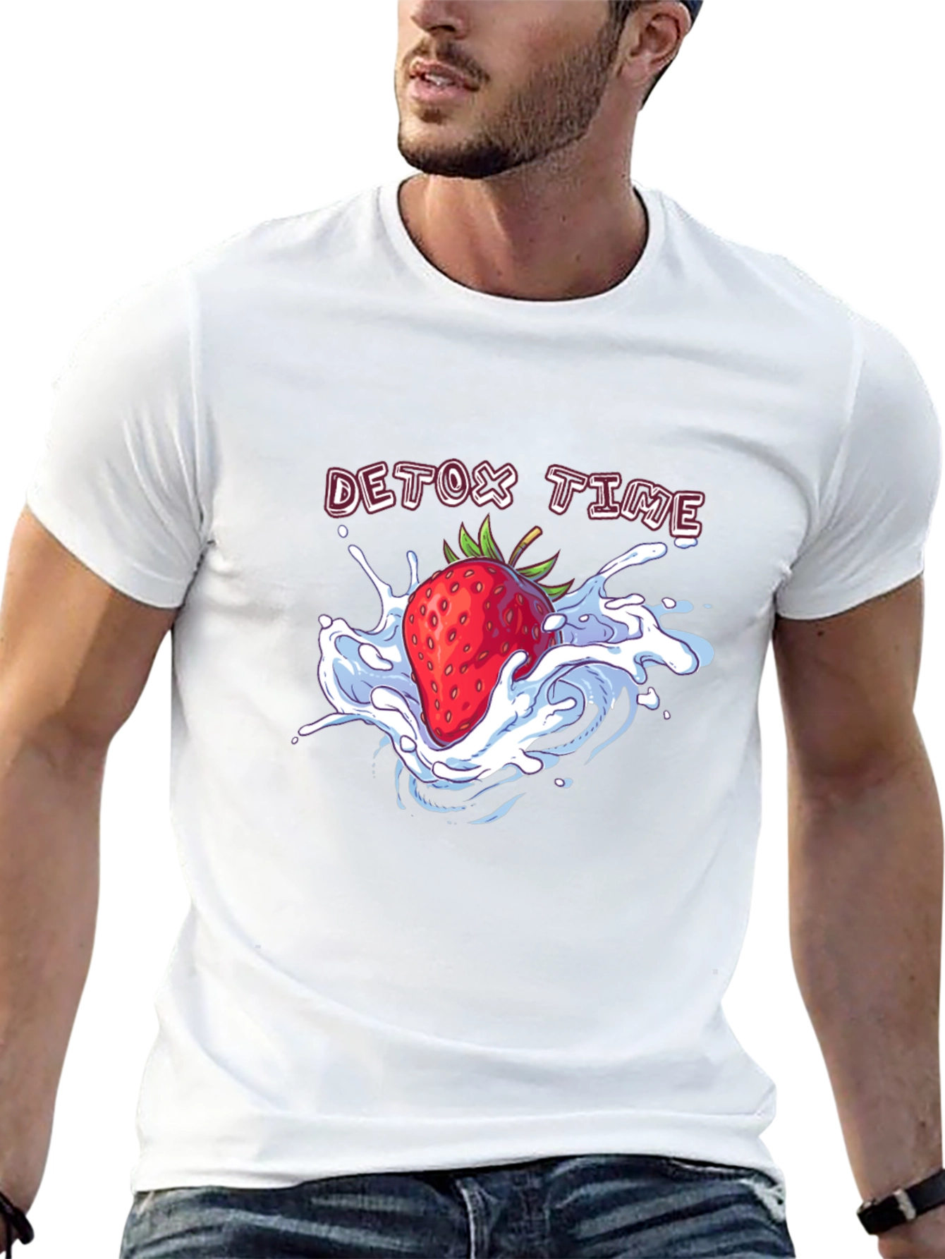 Detox Time Strawberry Graphic Tee - Black
