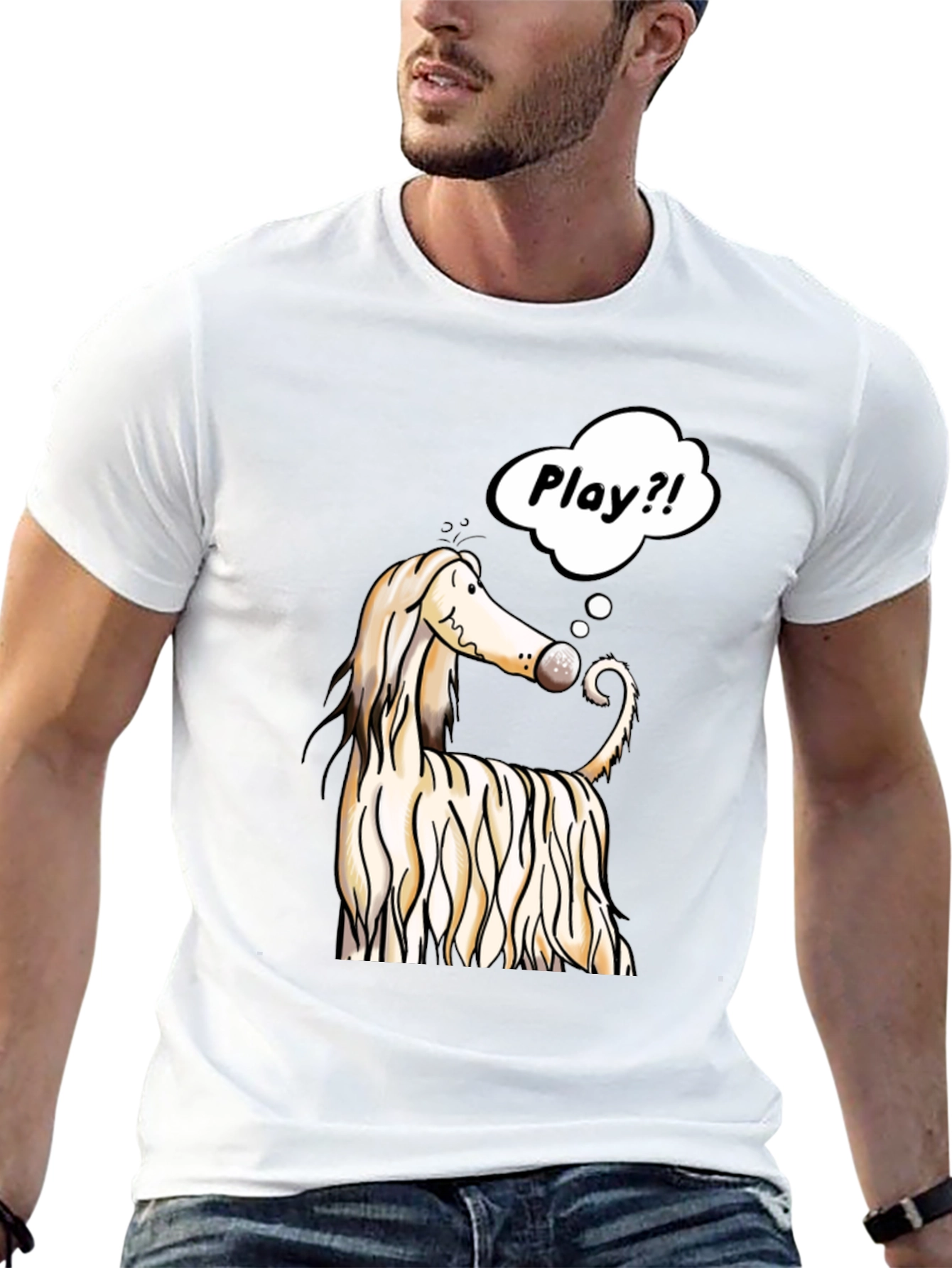 Dog Cartoon Play T-Shirt - Black Cotton Tee