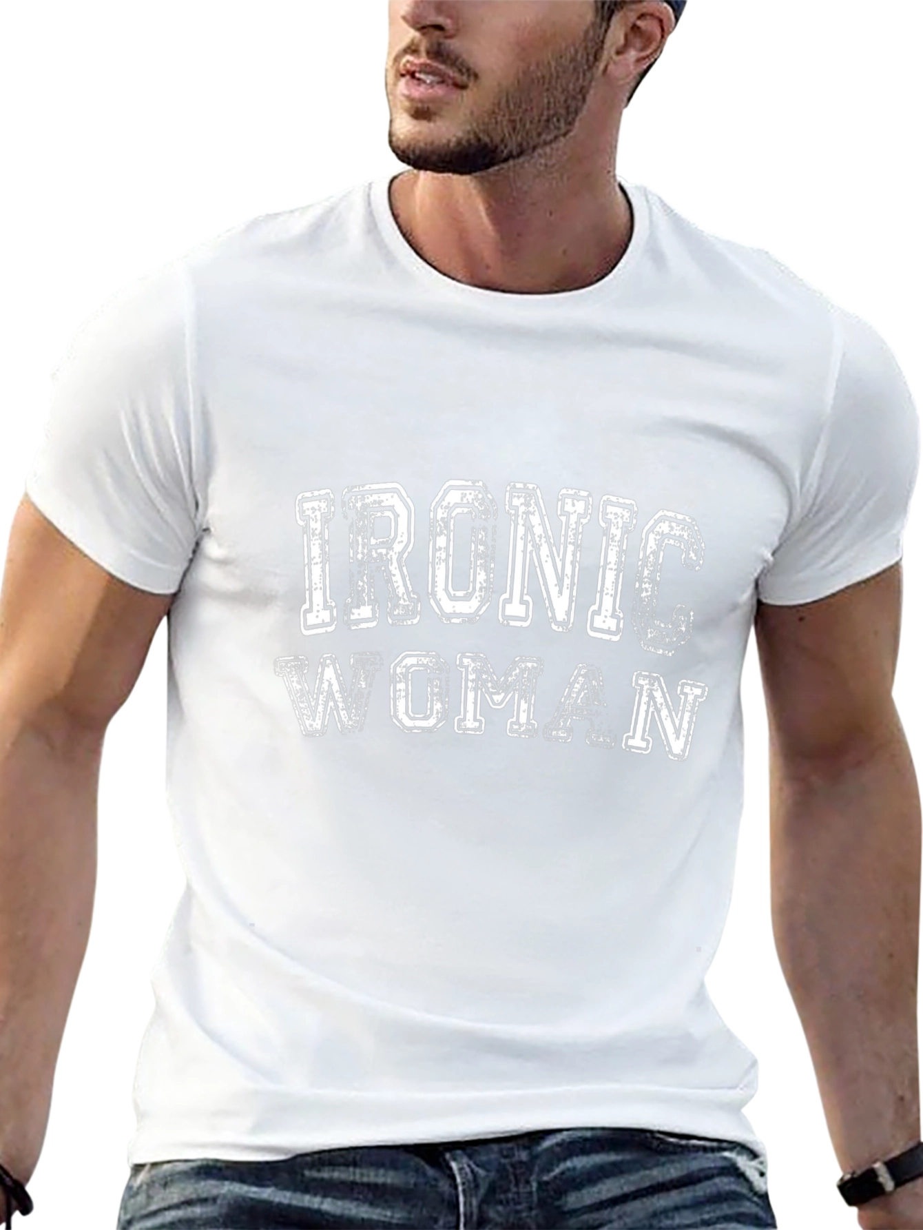 Ironic Woman Distressed Graphic T-Shirt
