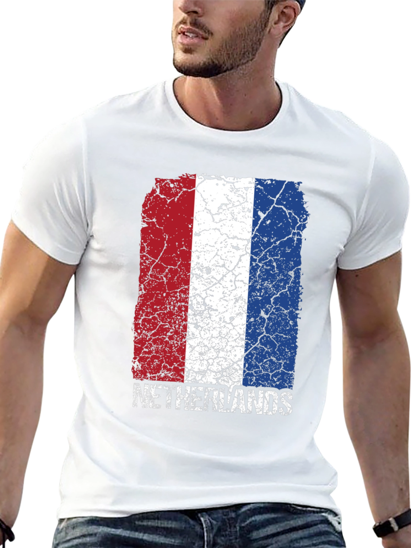 Netherlands Flag Graphic T-Shirt - Black