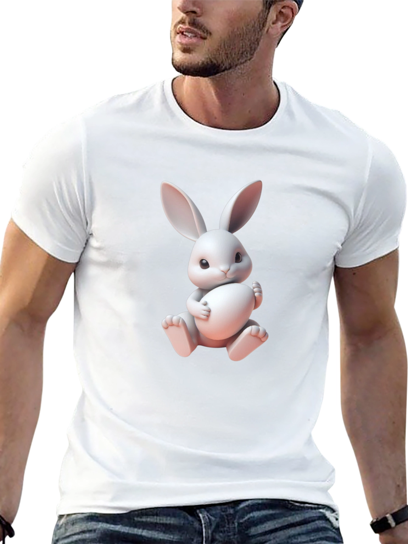 Cute Bunny Graphic Tee - Soft Cotton Blend