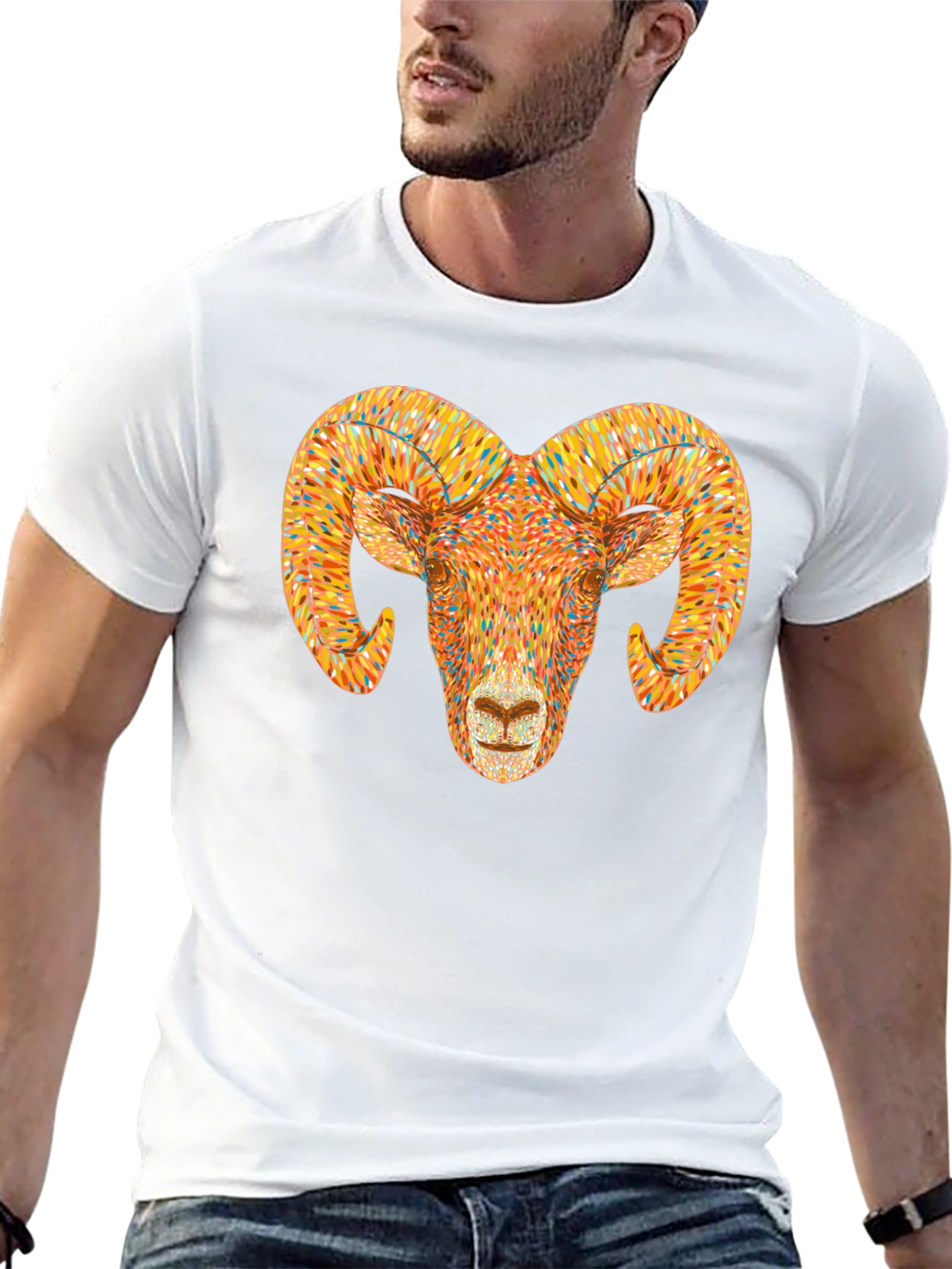 Ram Head Graphic T-Shirt - Bold Animal Tee
