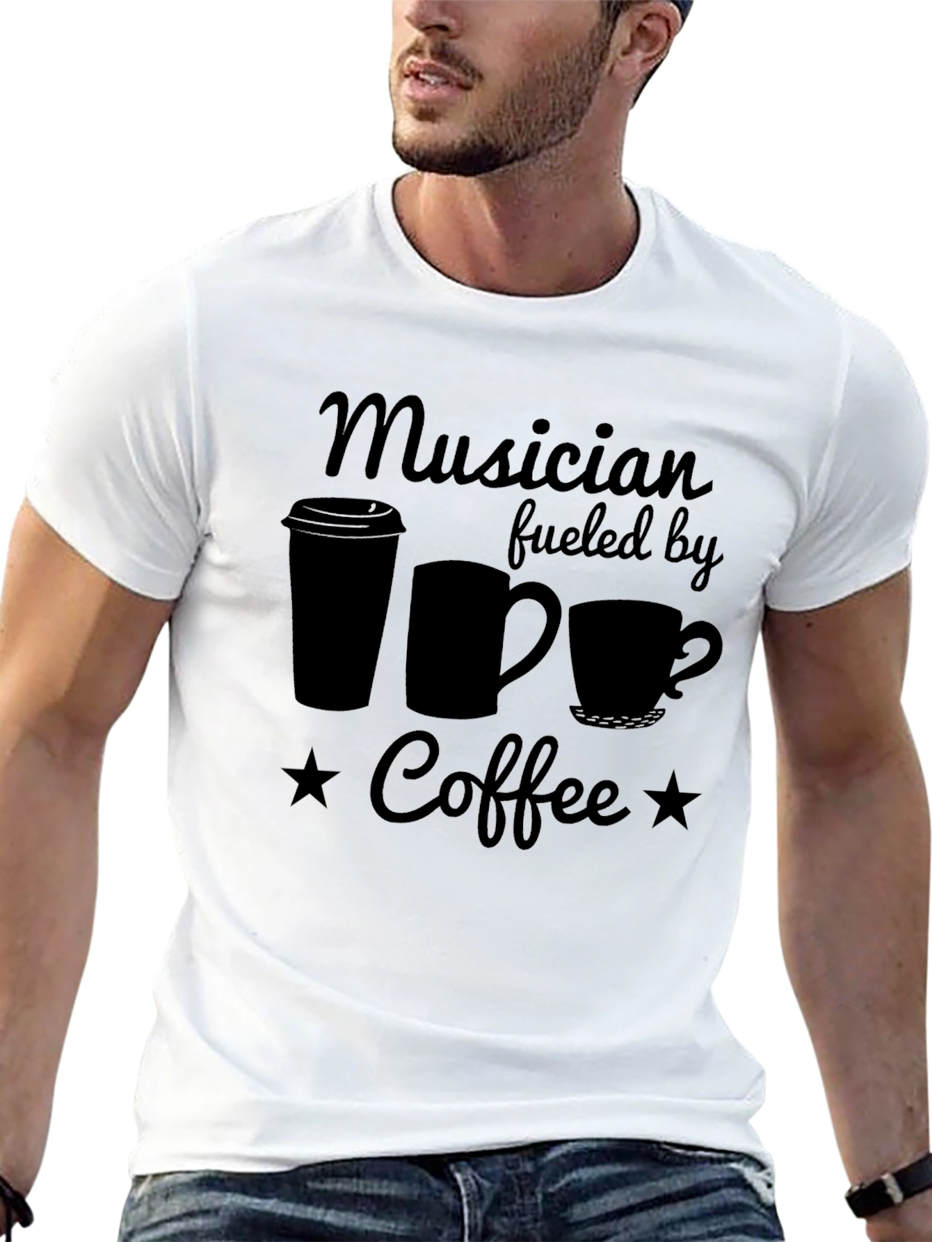 Musician Fueled by Coffee Black T-Shirt