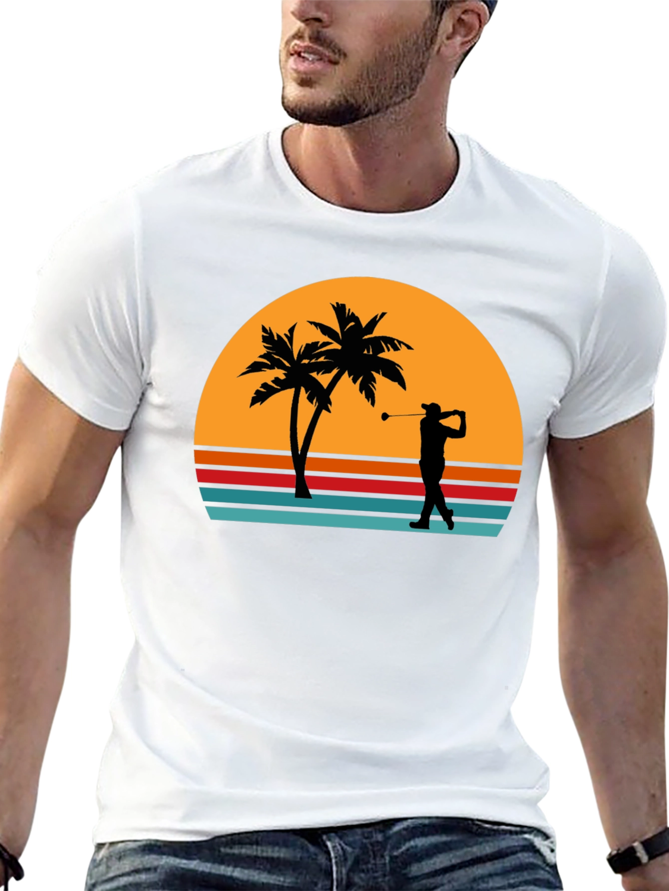 Tropical Sunset Golfer T-Shirt
