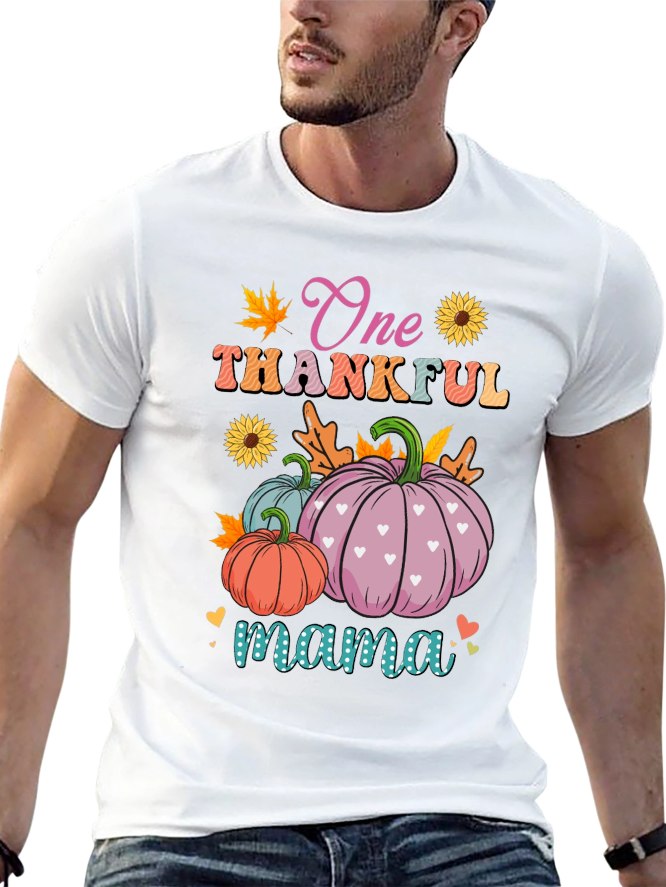 One Thankful Mama T-Shirt - Fall Pumpkins