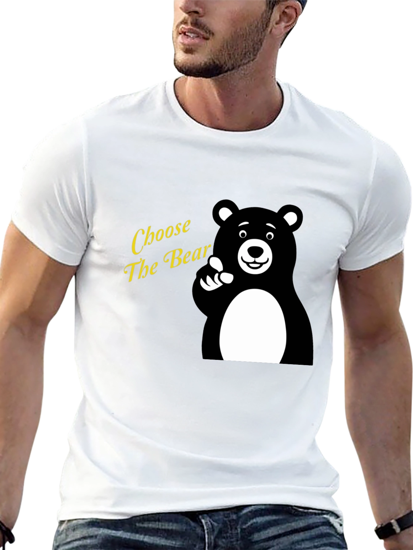 Choose The Bear Graphic Tee - Black Cotton T-Shirt