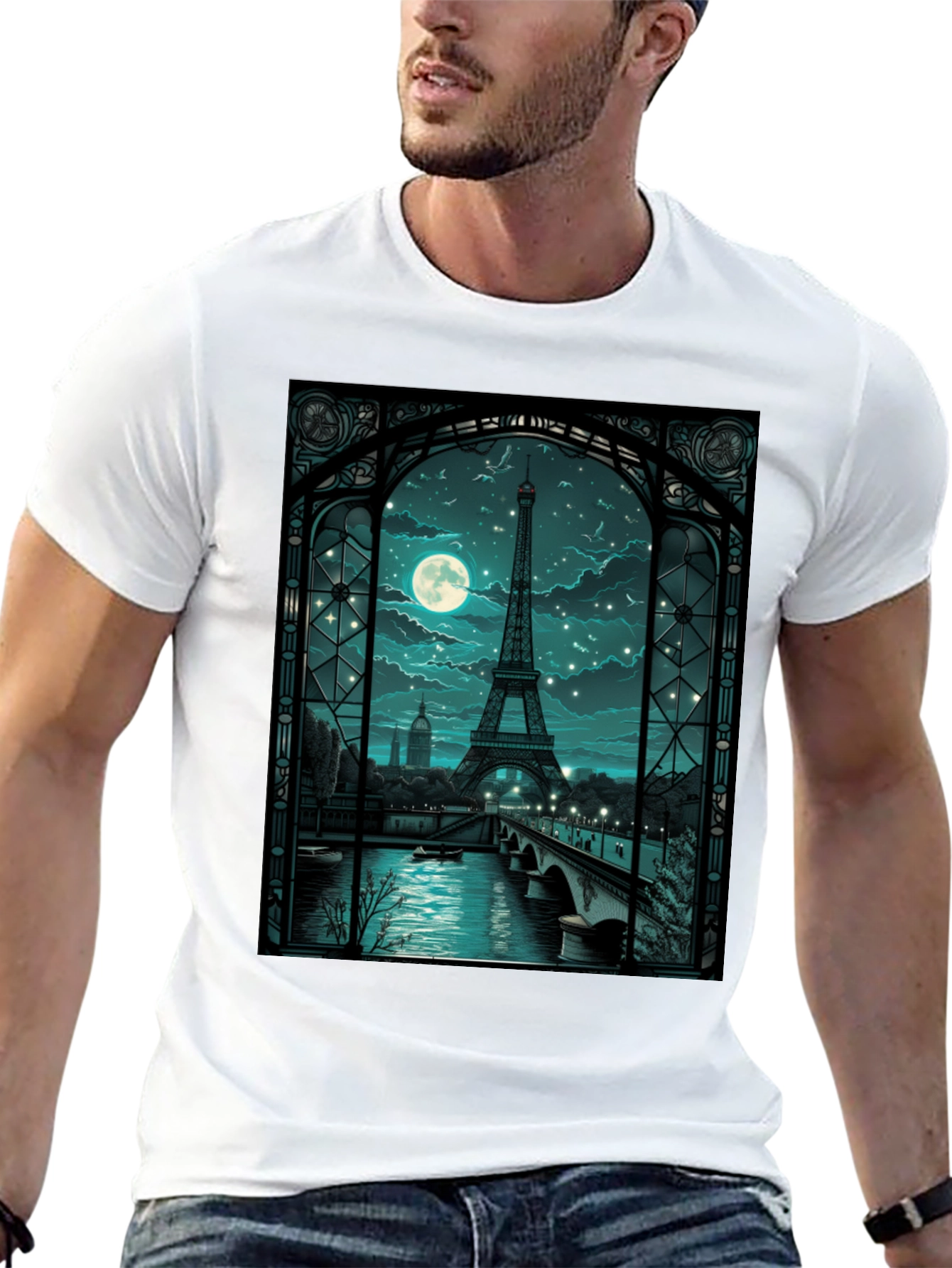 Paris Eiffel Tower at Night Graphic Tee