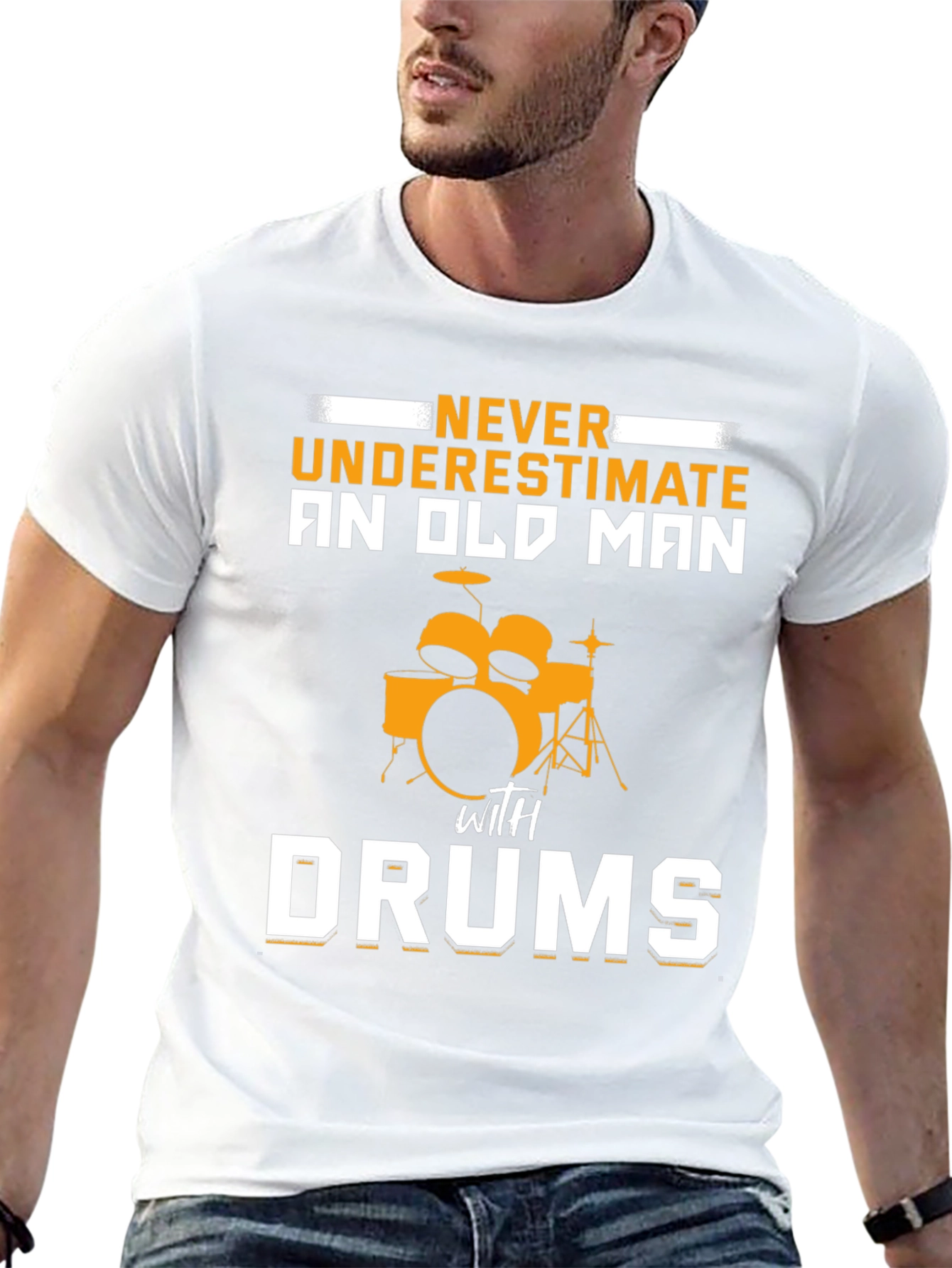 Never Underestimate Old Man with Drums T-Shirt