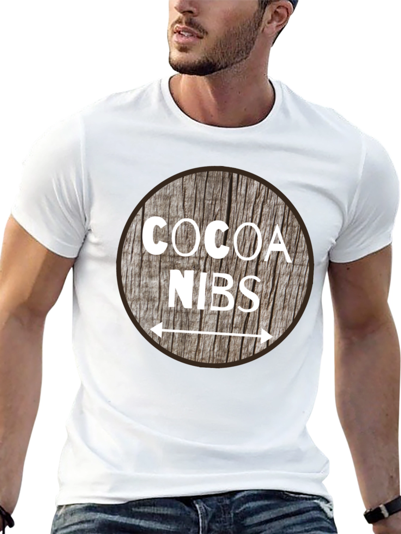 Cocoa Nibs Graphic T-Shirt - Wooden Style Print