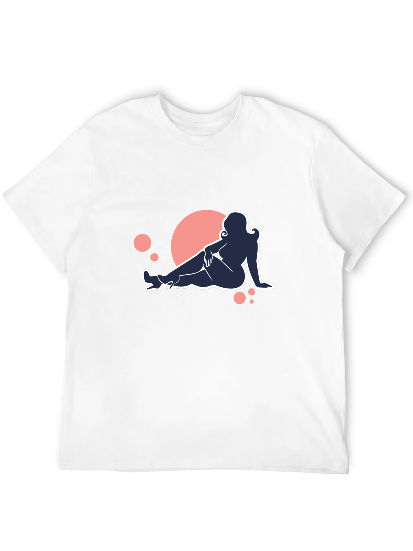 Black Tee with Reclining Woman Silhouette Design