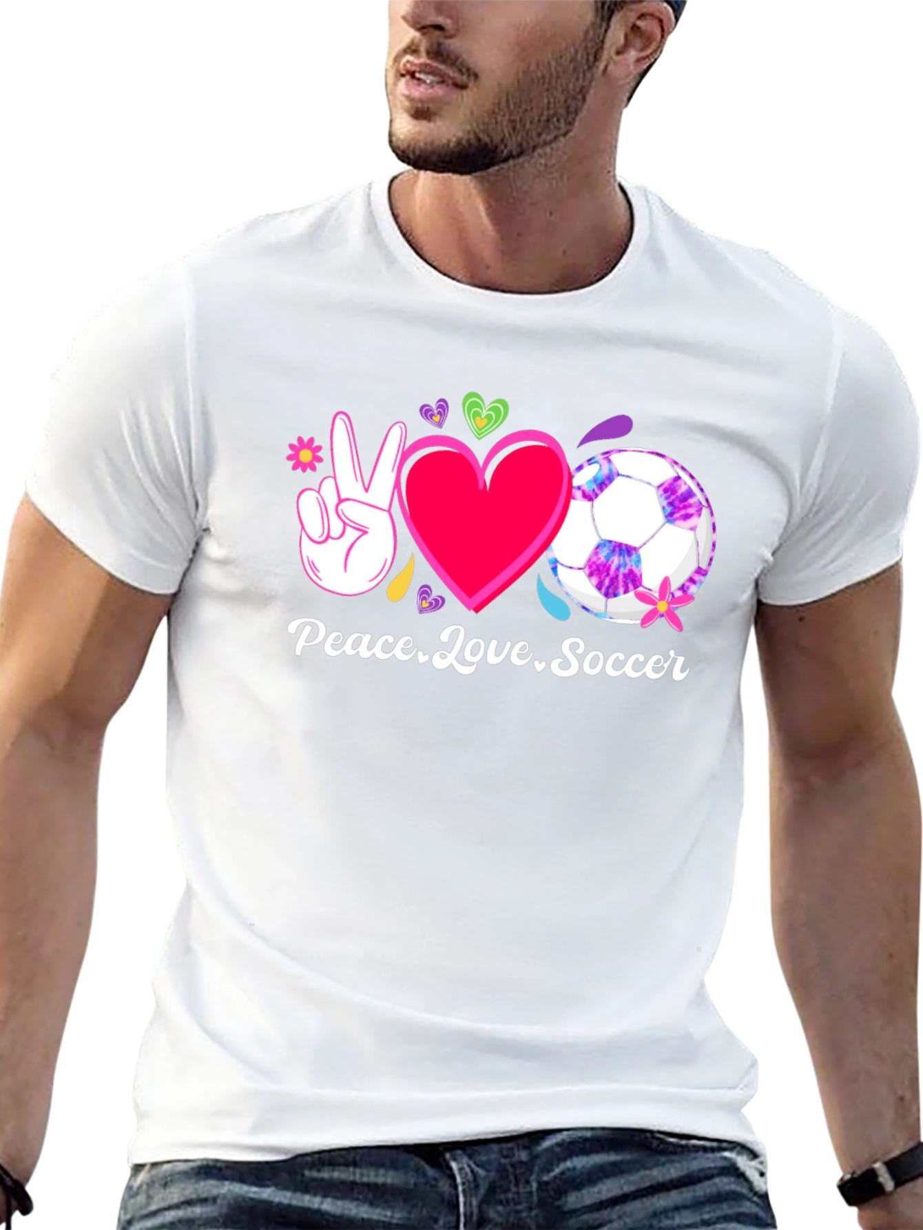 Peace Love Soccer Black T-Shirt