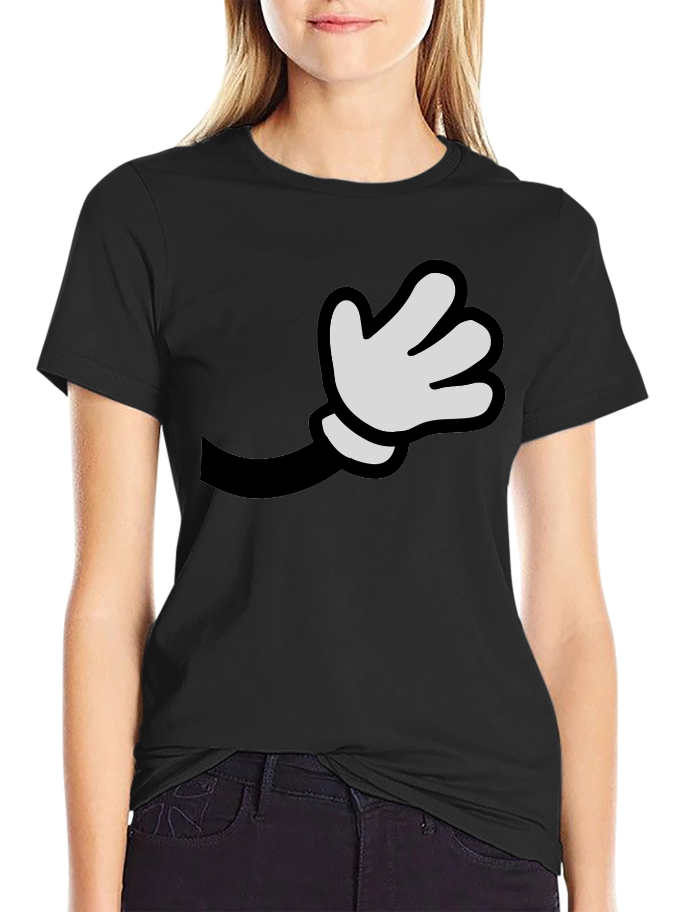 Cartoon Hand Graphic Black Tee
