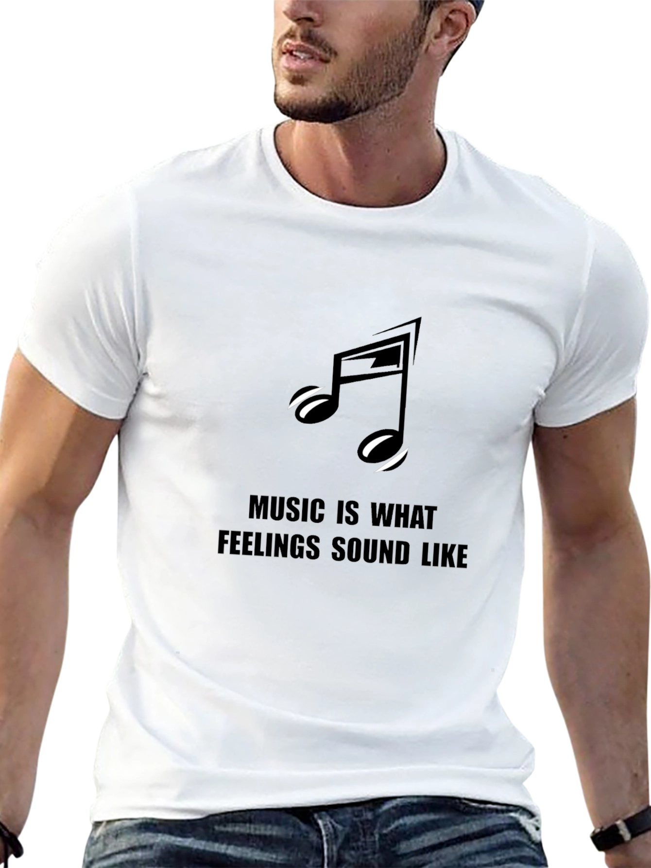 Music is What Feelings Sound Like Black Graphic Tee
