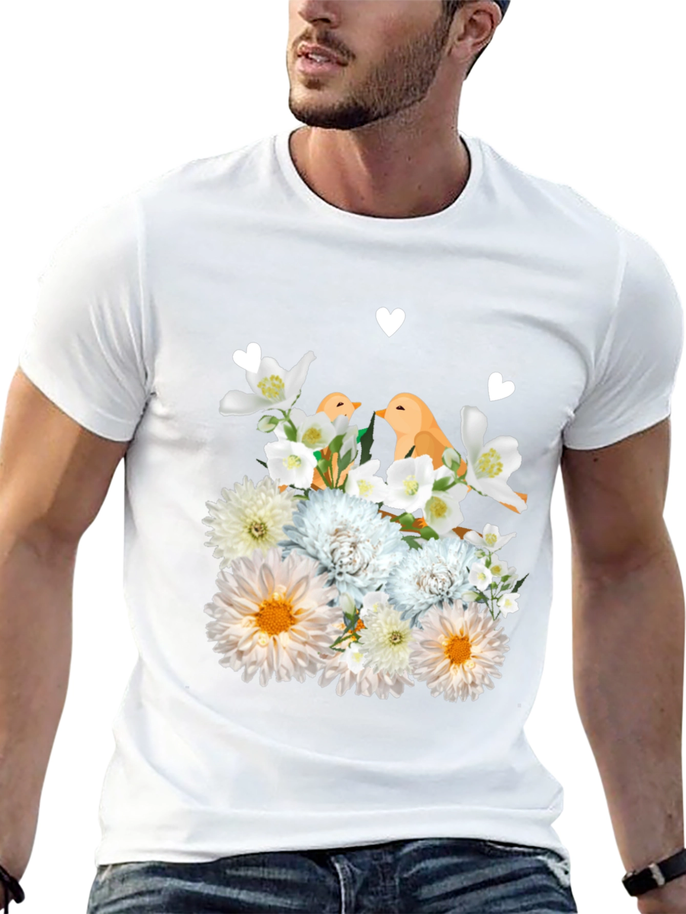 Floral Bird Graphic T-Shirt - Soft Cotton Blend