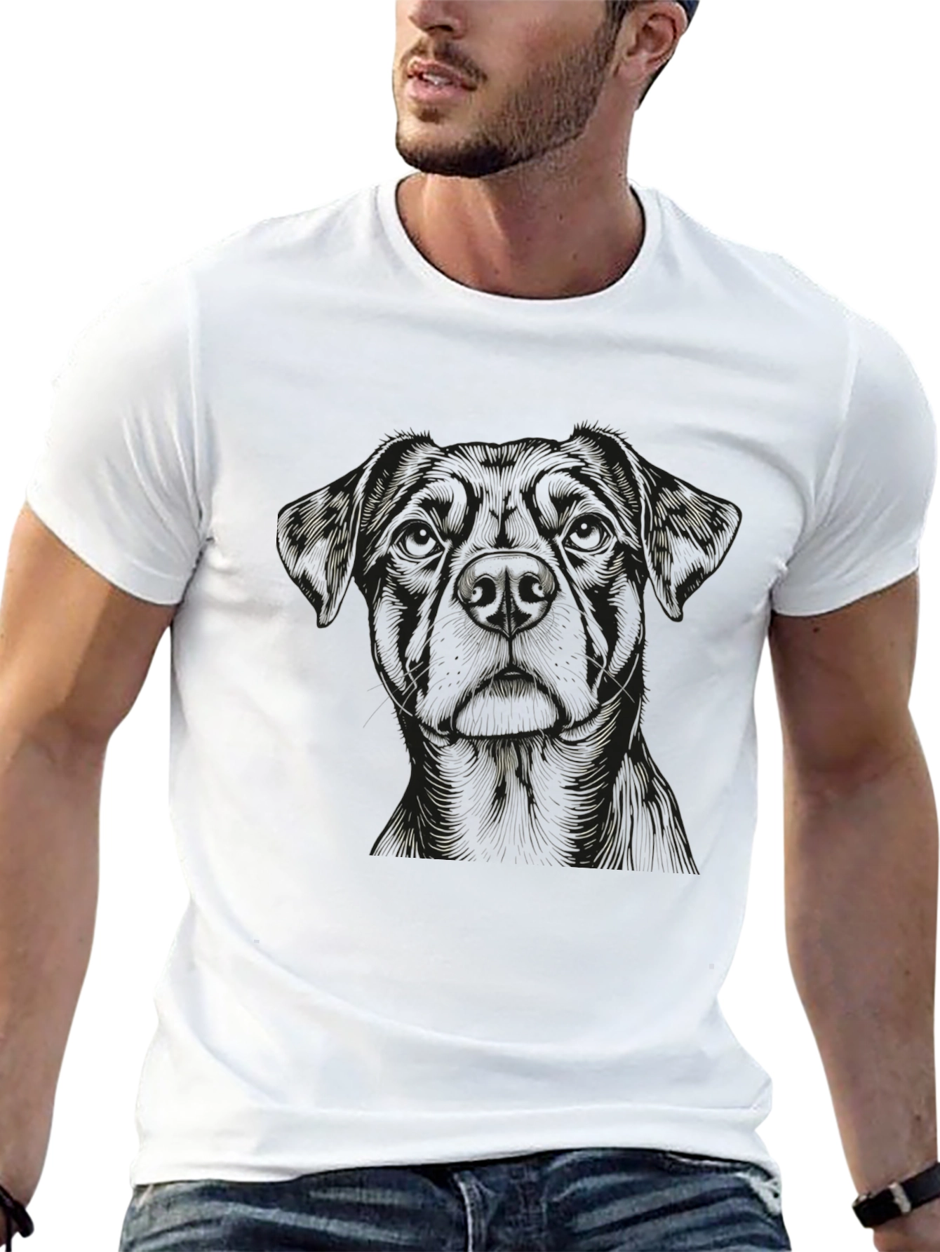 Dog Sketch Graphic Print Tee - Mens Black T-Shirt