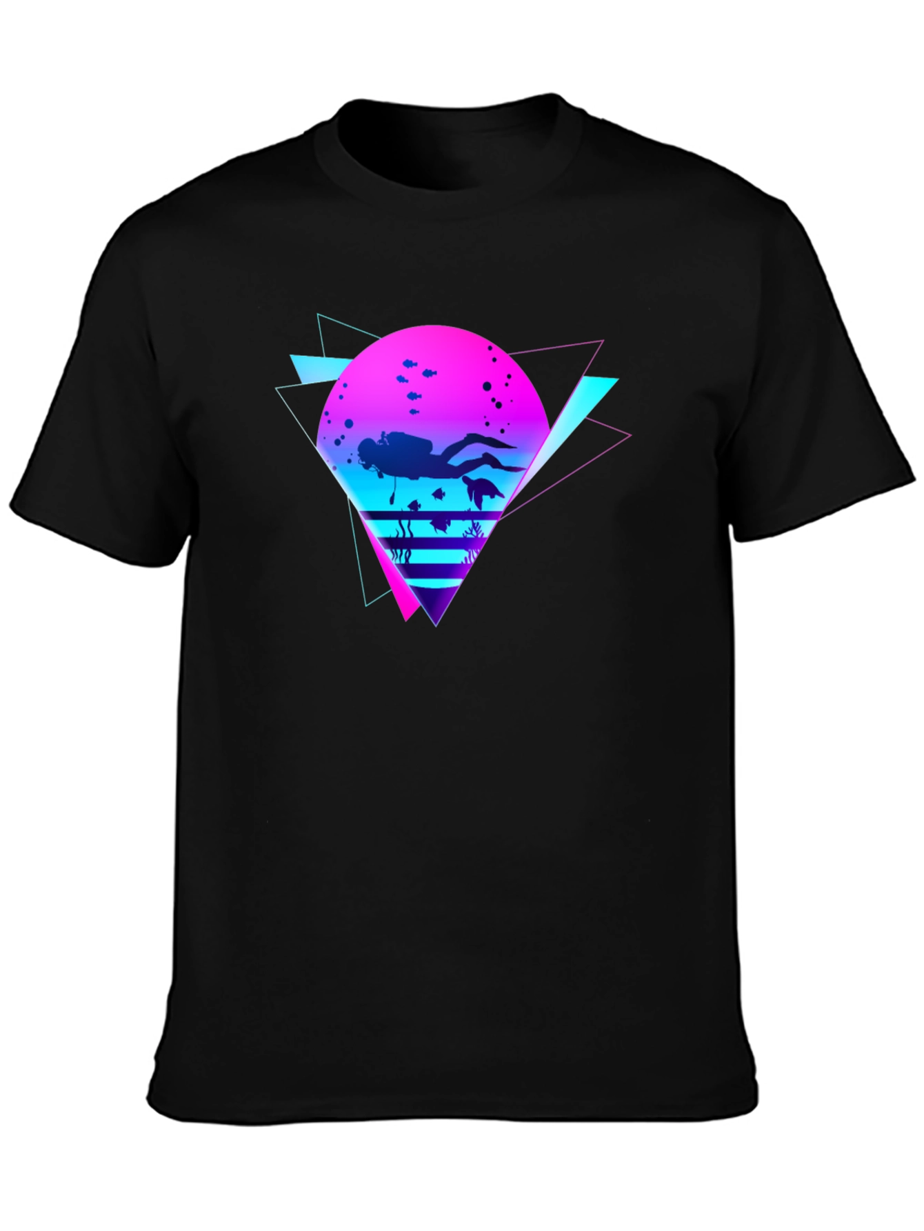 Retro Diver Graphic Tee - Black