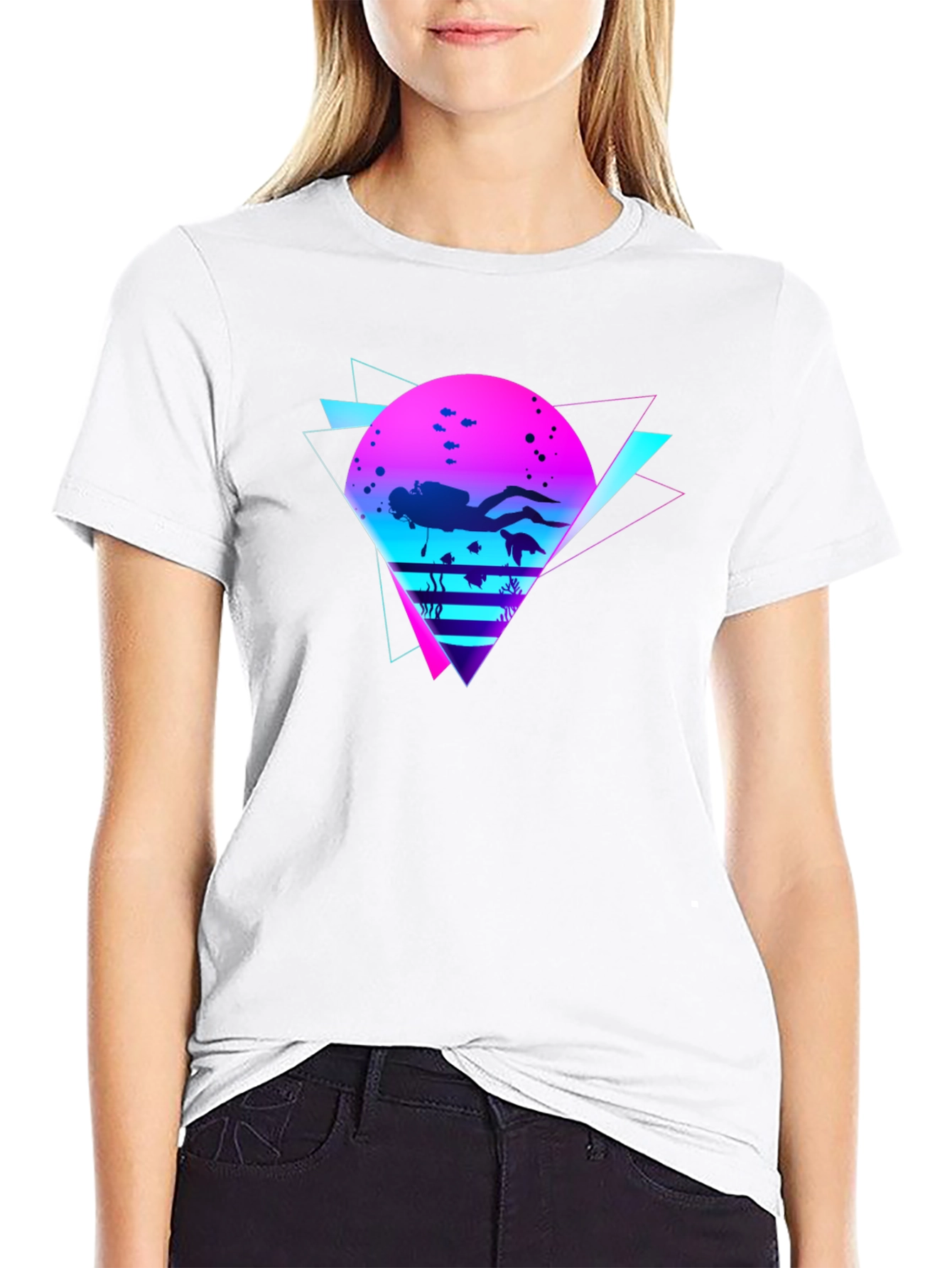 Retro Diver Graphic Tee - Black