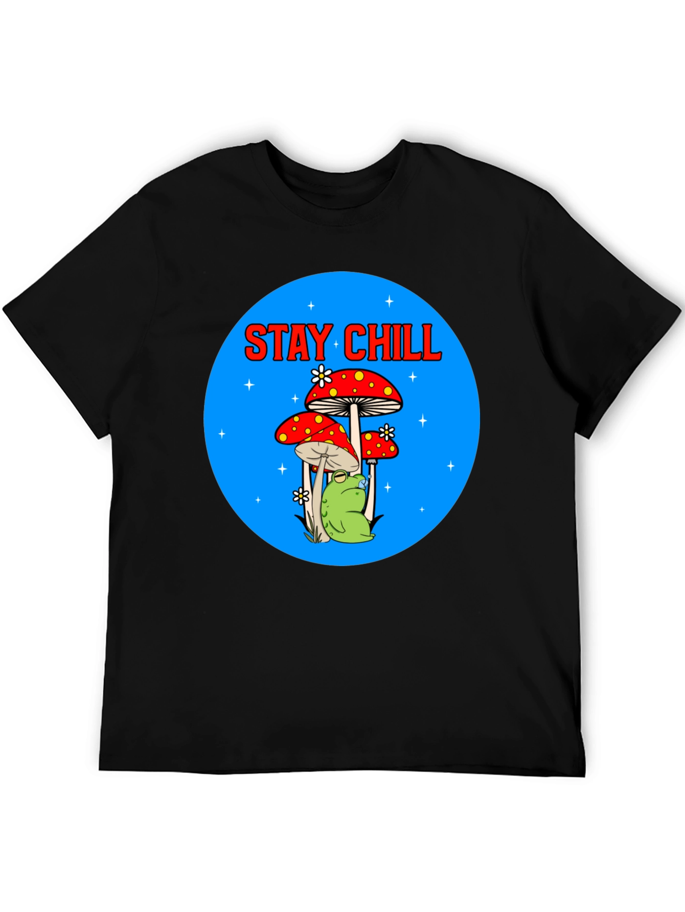 Stay Chill Frog Mushroom Graphic Tee