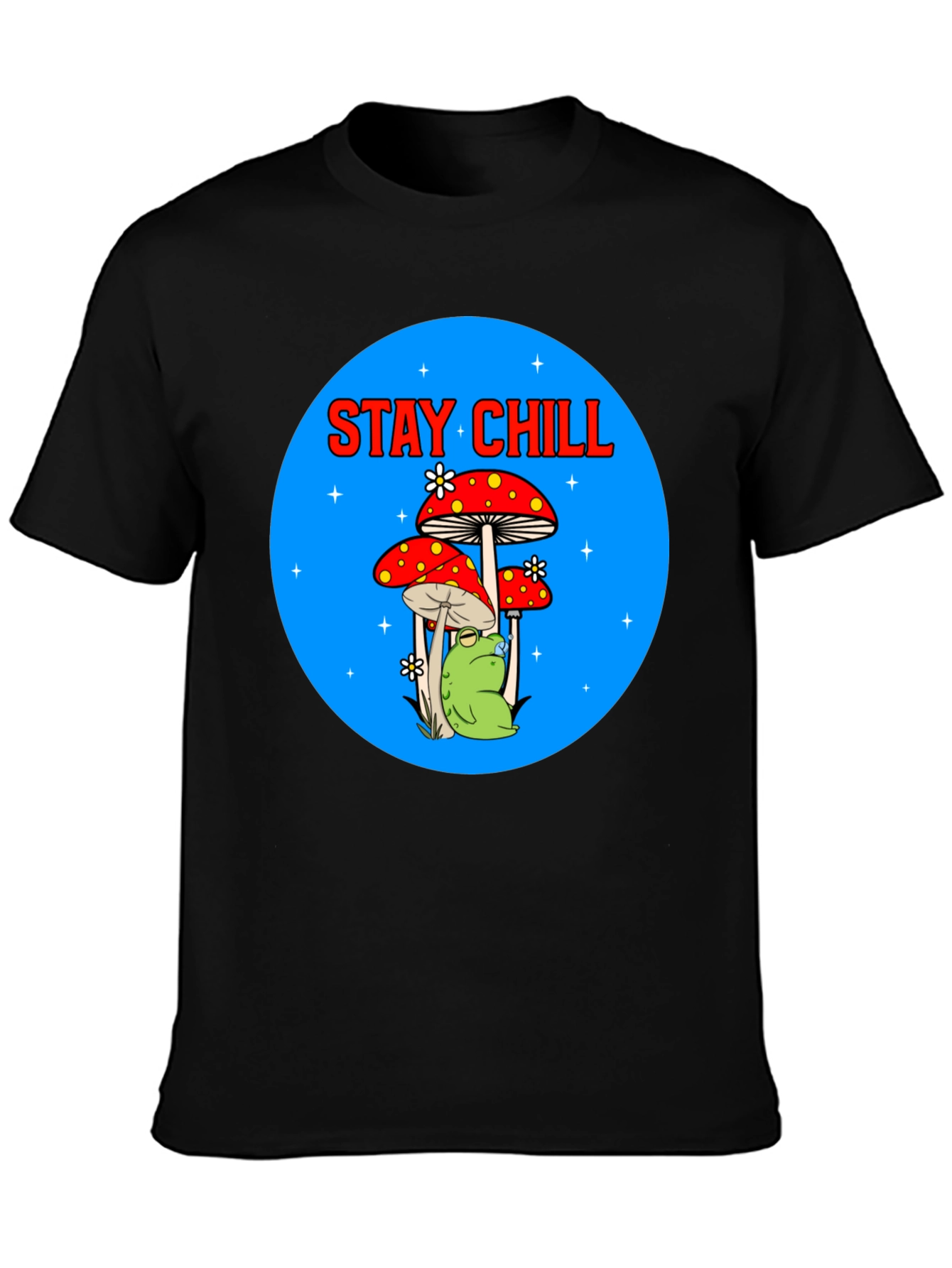 Stay Chill Frog Mushroom Graphic Tee