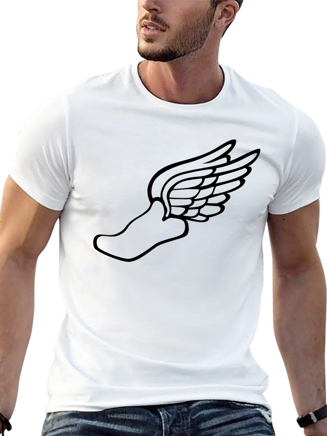 Winged Foot Graphic Tee - Sleek Black T-Shirt