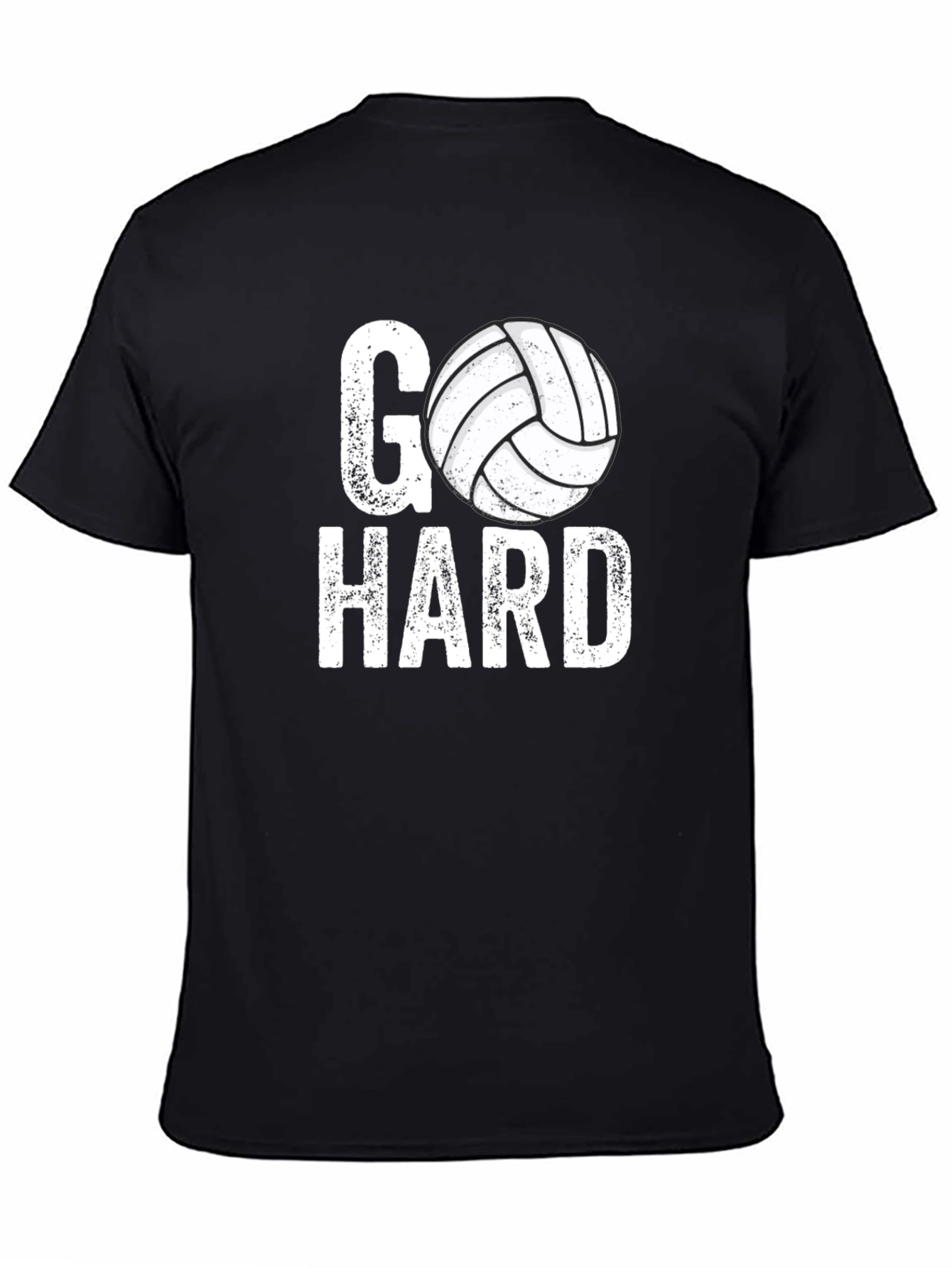 Go Hard Volleyball Graphic Tee - Black Casual T-Shirt