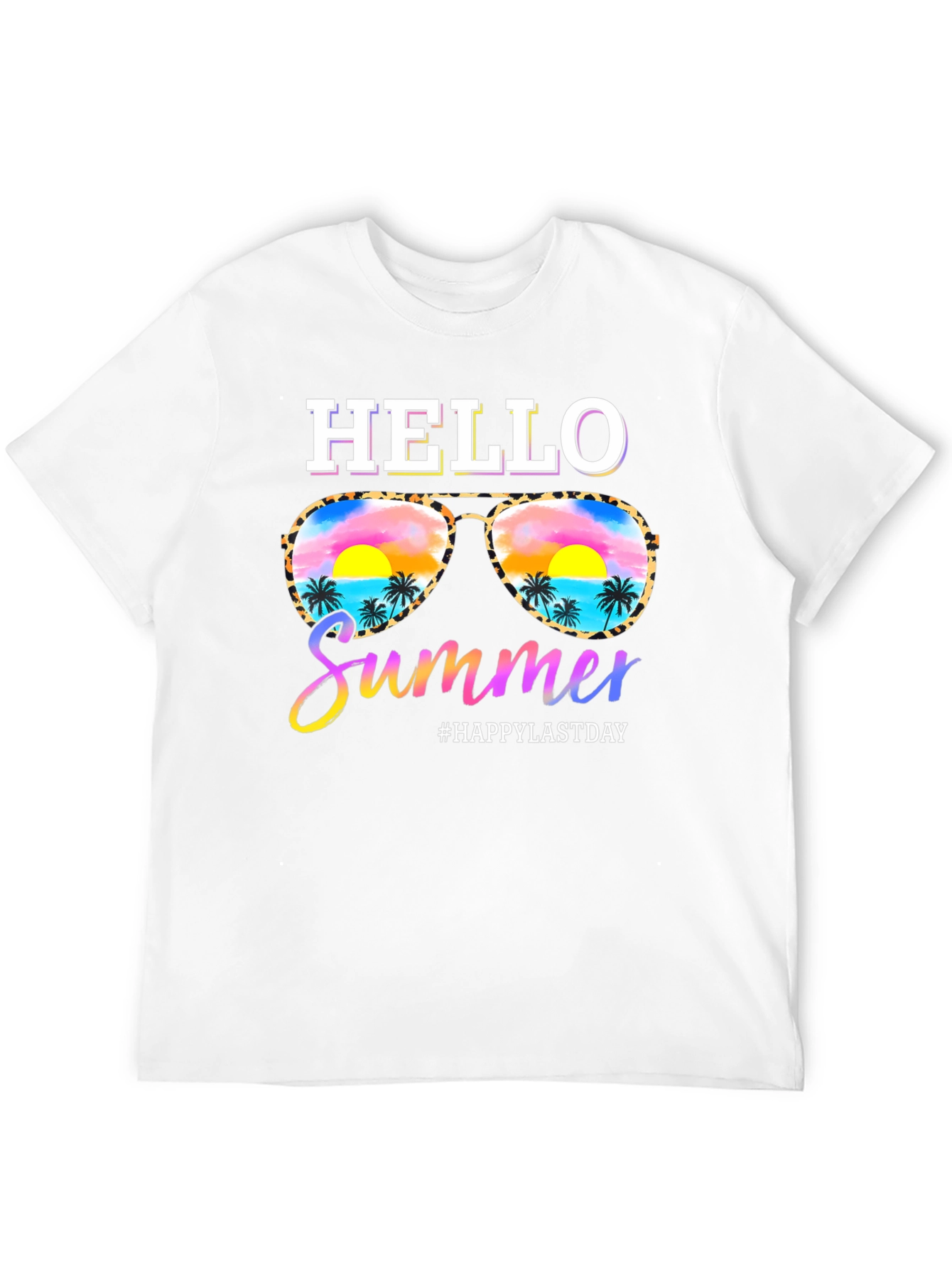Hello Summer T-Shirt with Sunglasses and Beach Design