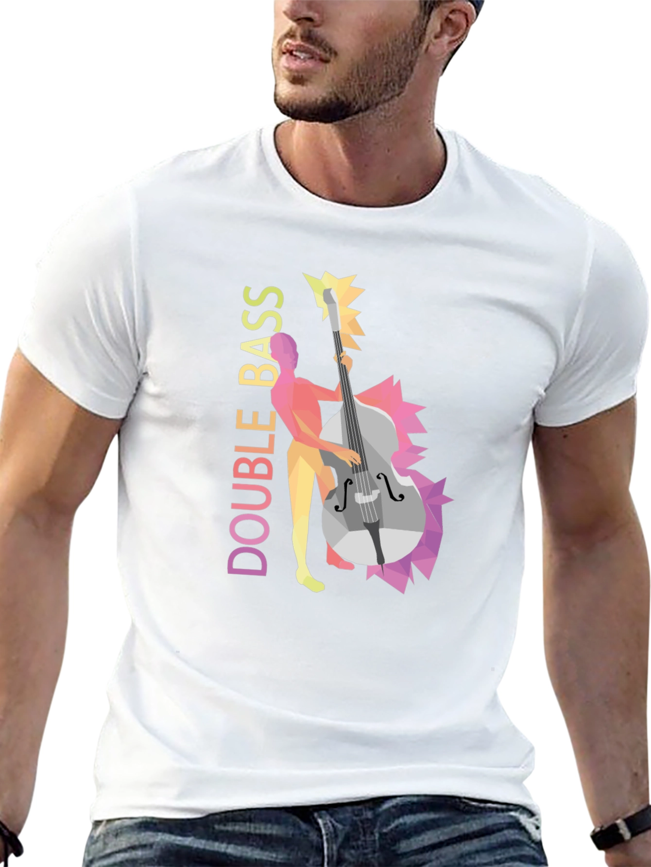 Double Bass Player Graphic Tee - Black T-Shirt