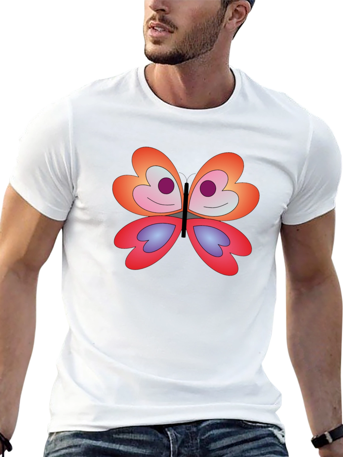 Butterfly Graphic Tee - Modern Fit Black T-Shirt