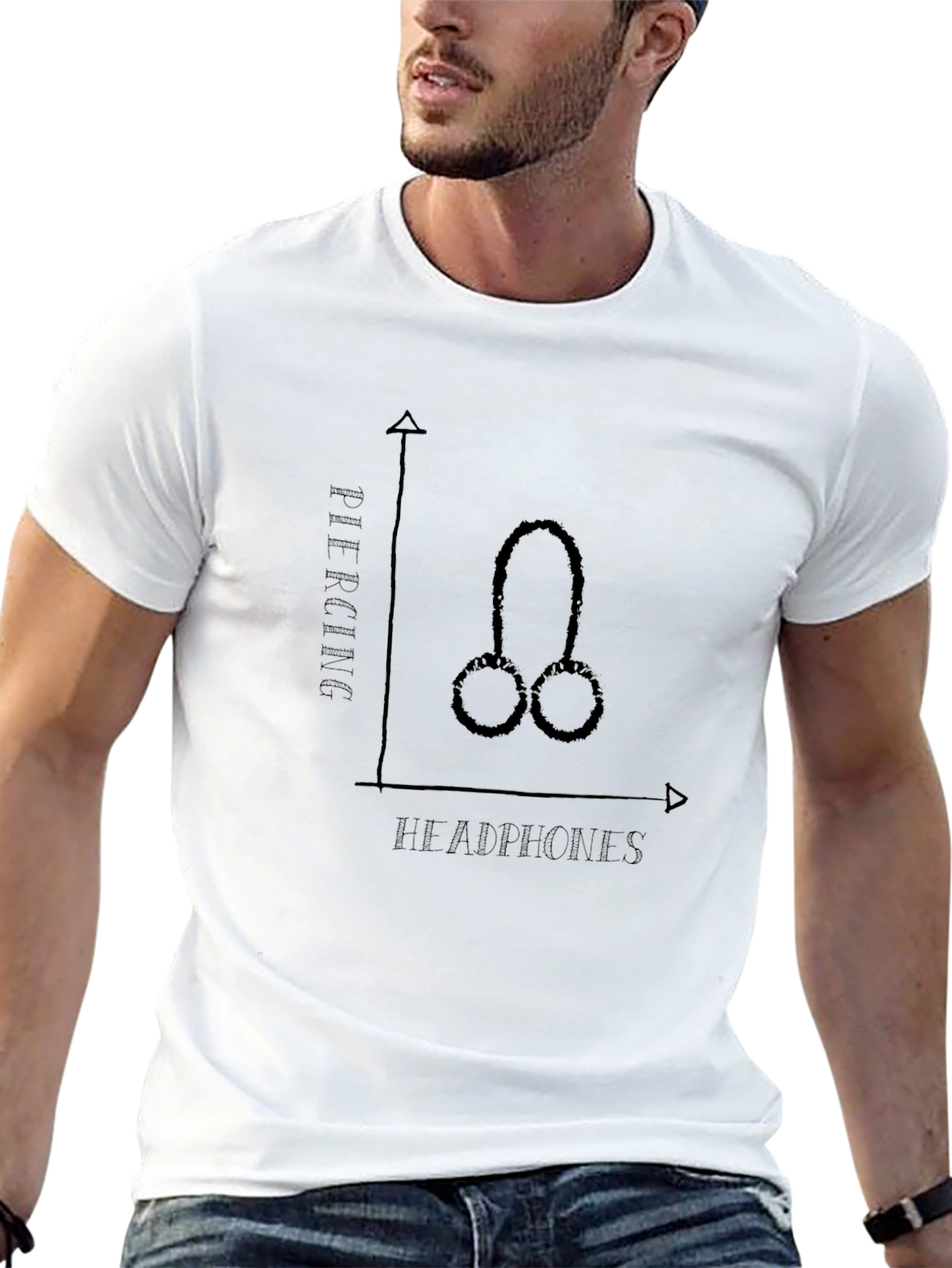 Headphones Piercing Funny Graphic Tee