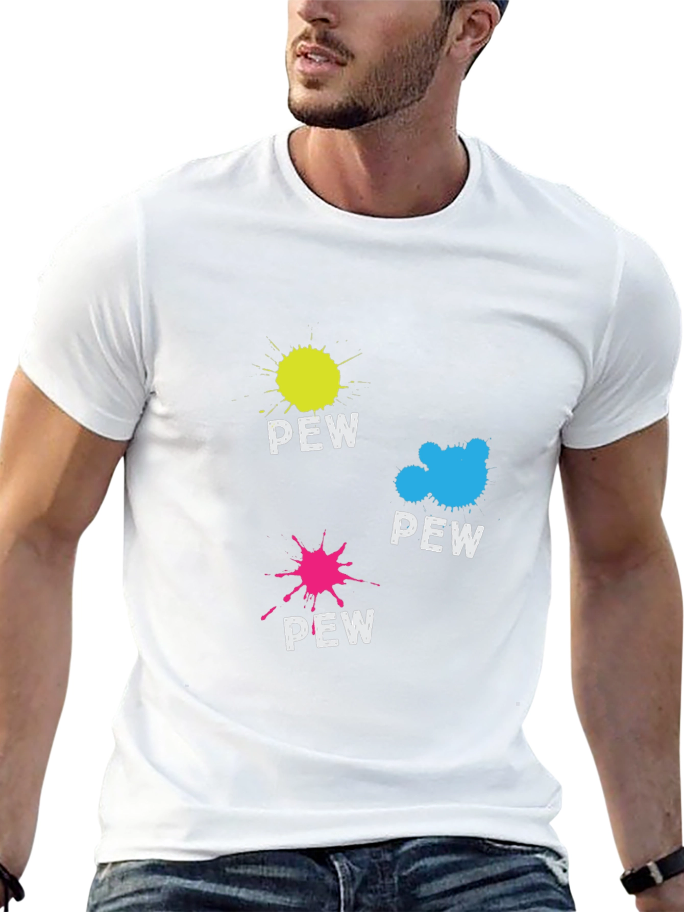Pew Splatter Graphic Tee - Fun & Unique Design