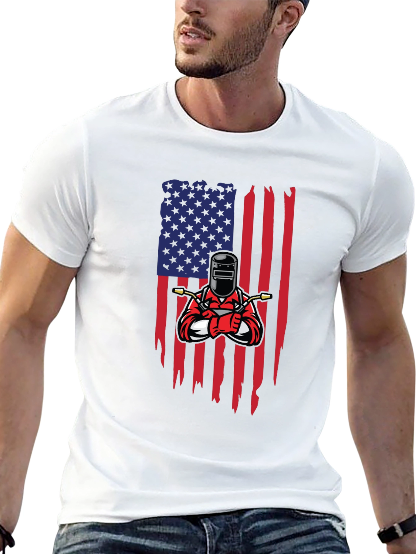 Welder USA Flag Graphic Black T-Shirt