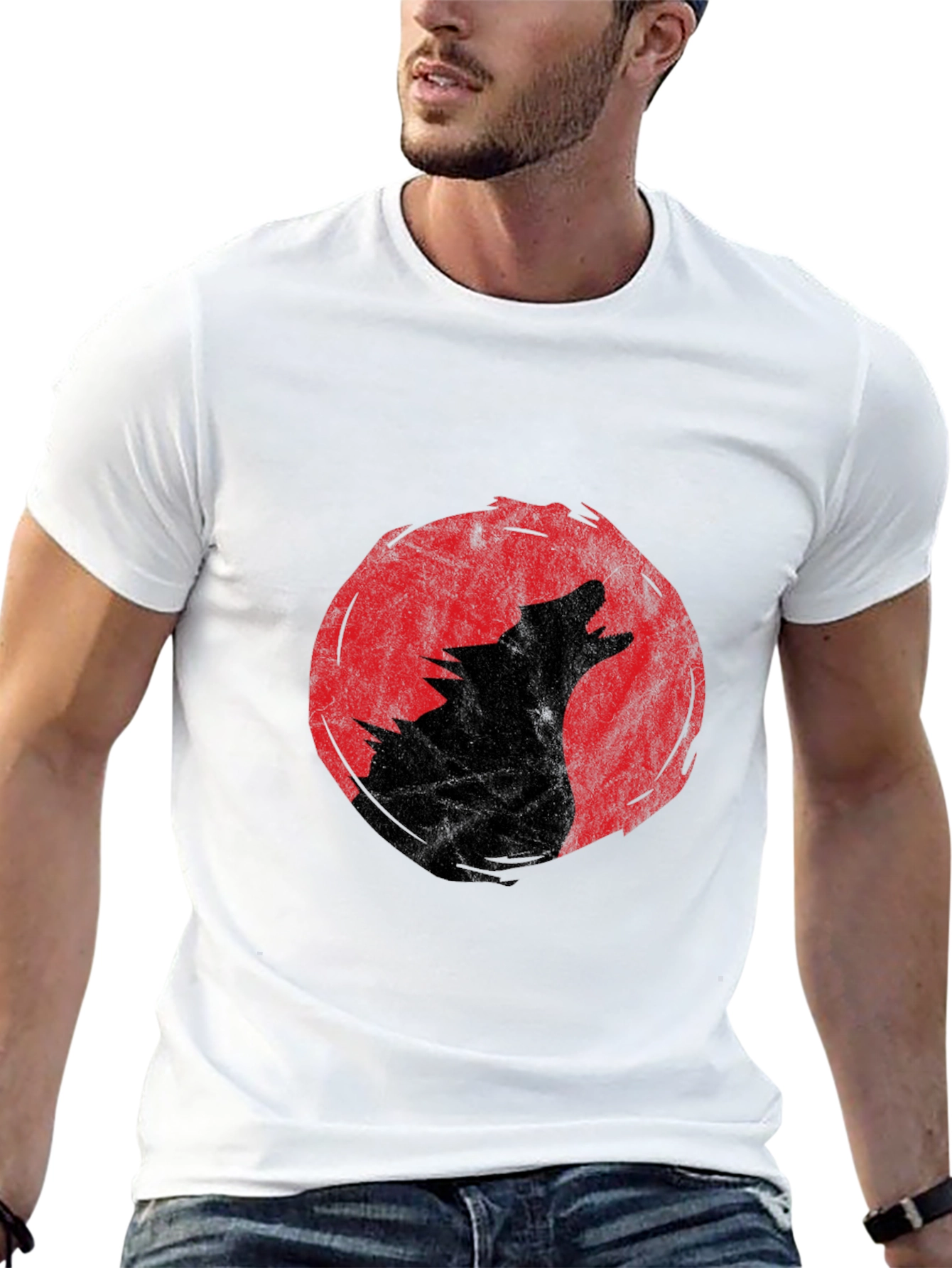 Wolf Howling Moon T-Shirt - Black Graphic Tee