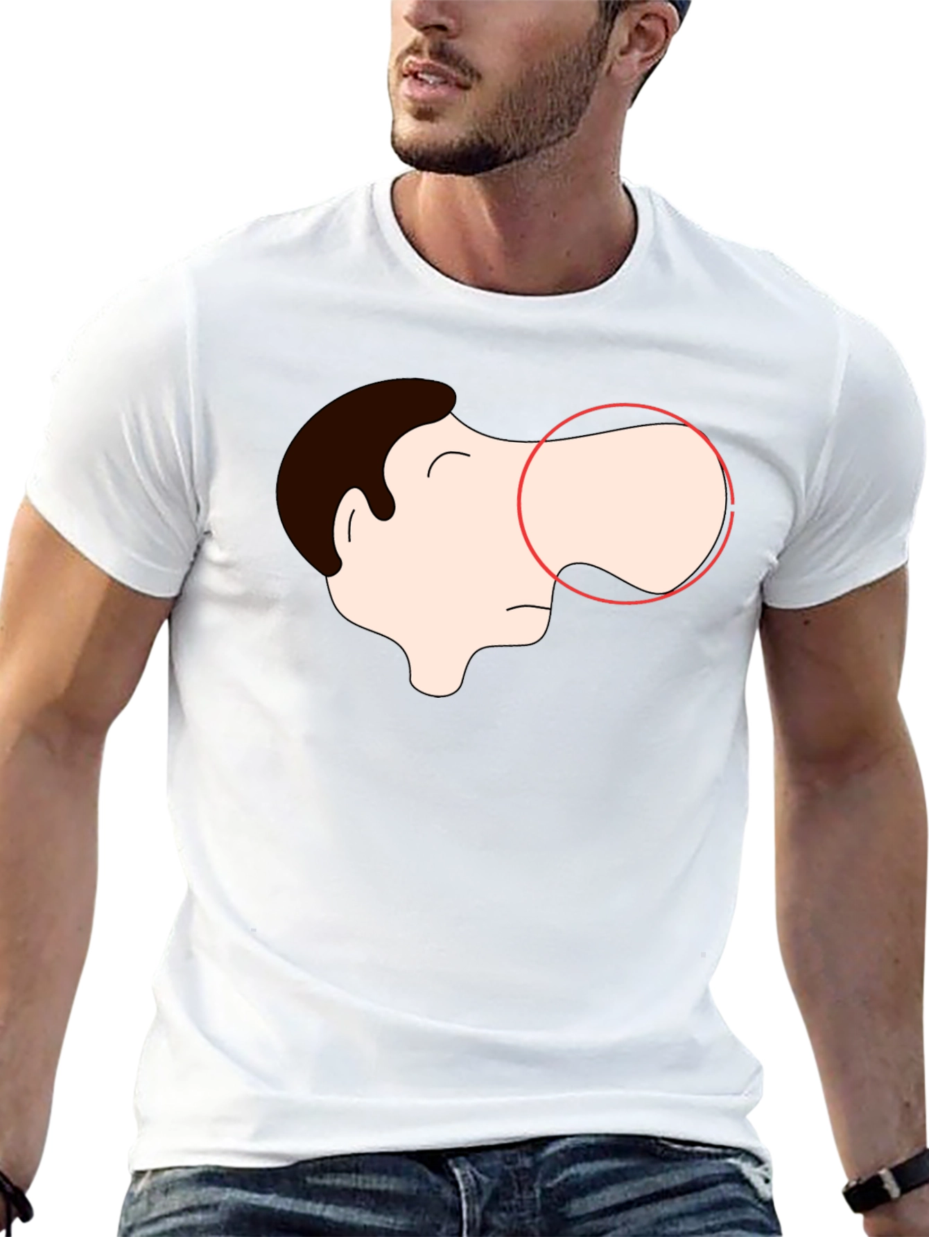 Cartoon Face Graphic Tee - Black