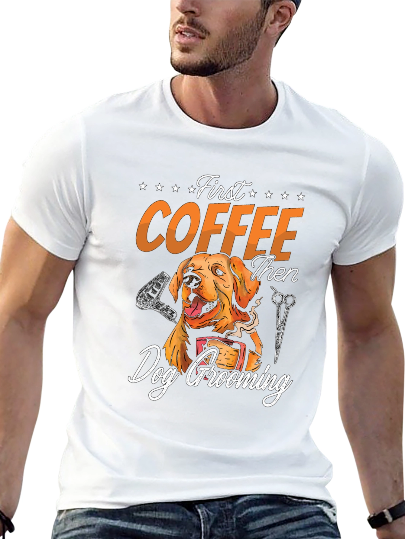 Dog Grooming T-Shirt: First Coffee Then Groom