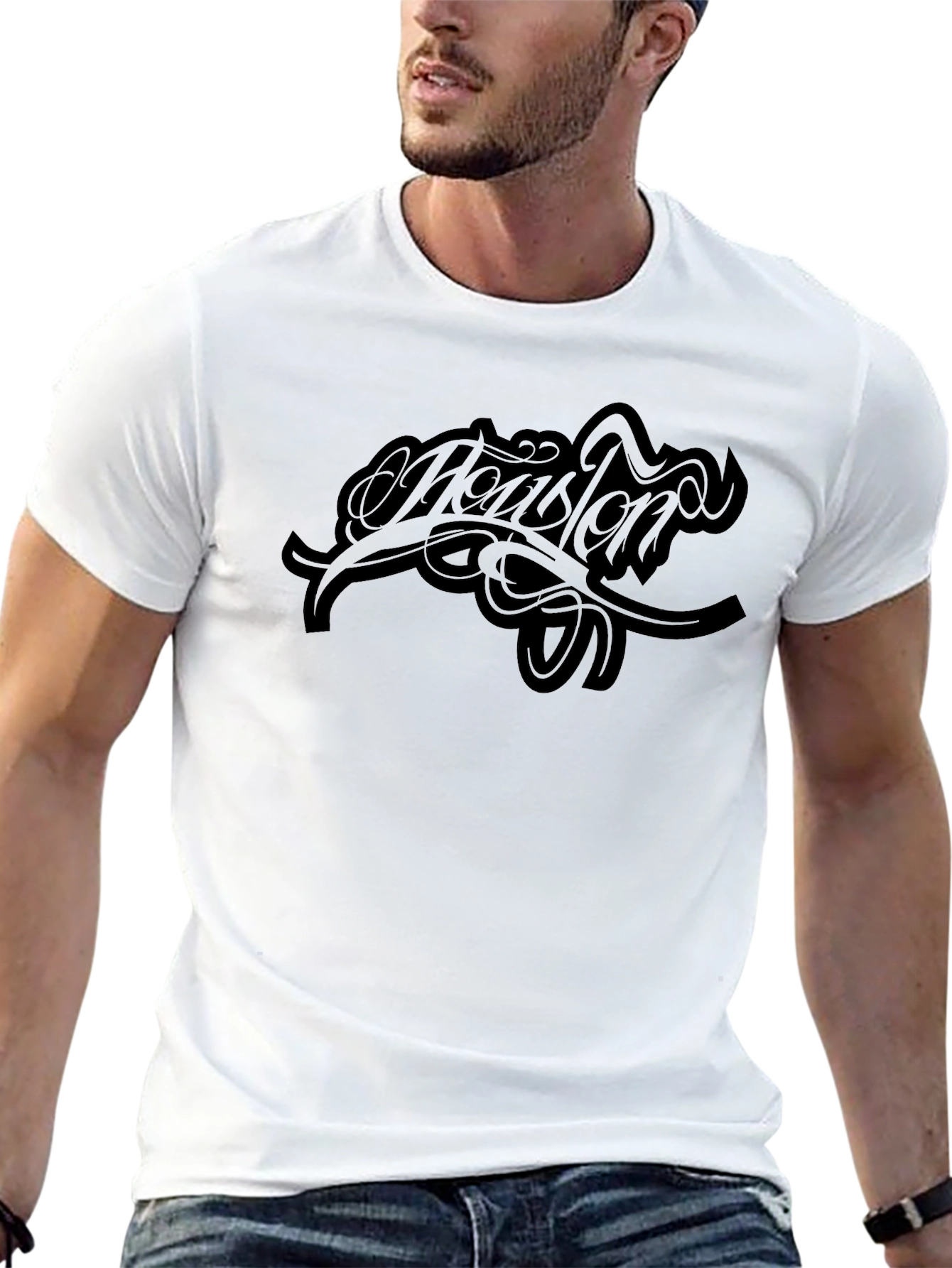 Mens Black Graphic Tee - Houston