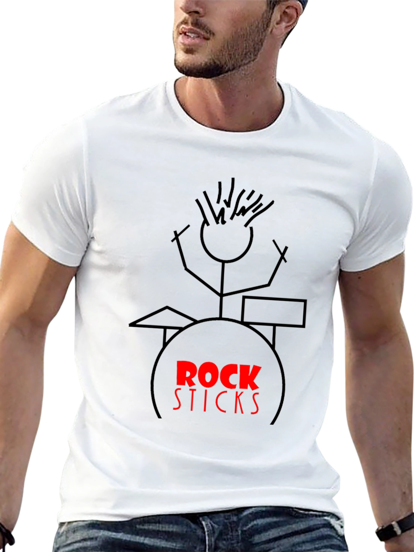 Rock Sticks Drummer Graphic Black T-Shirt