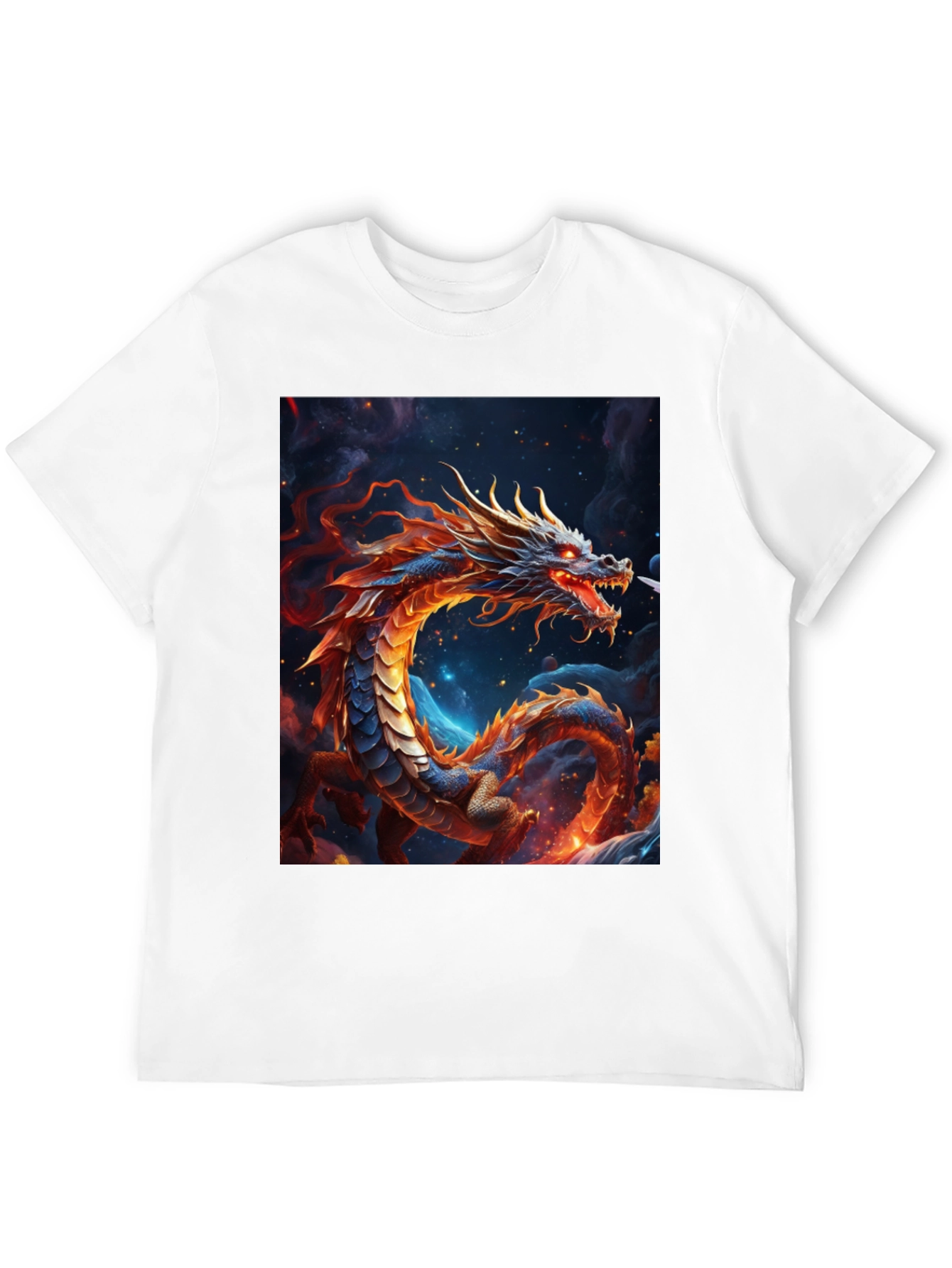 Fiery Dragon Graphic Tee - Fantasy Art Shirt