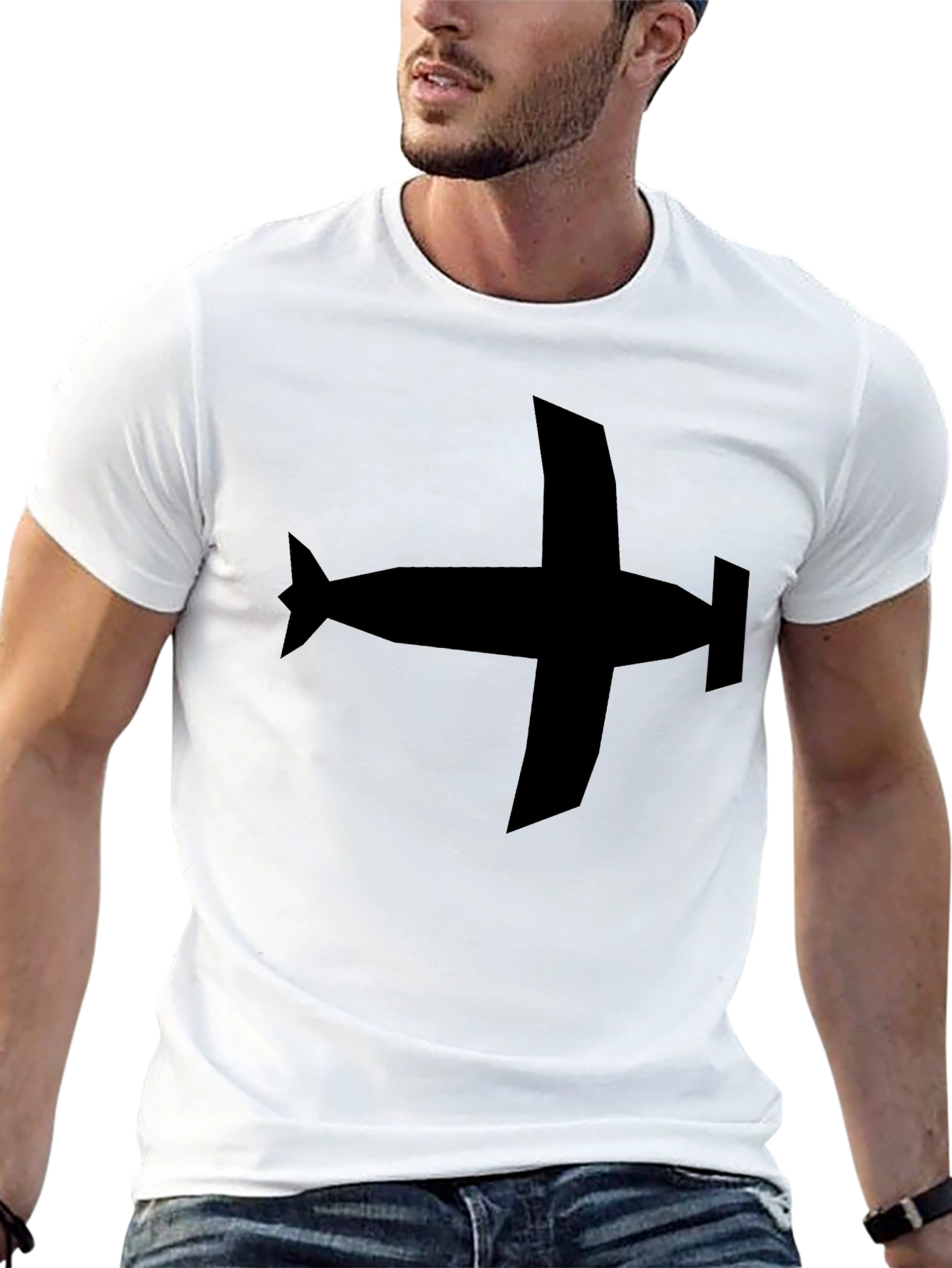 Airplane Graphic Tee - Black Casual Style