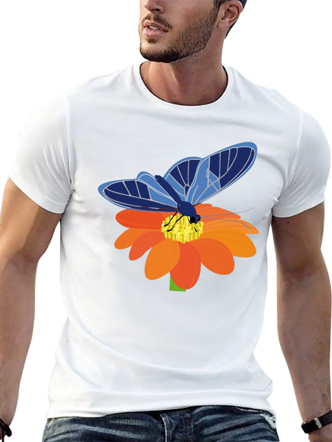 Butterfly on Flower Graphic T-Shirt