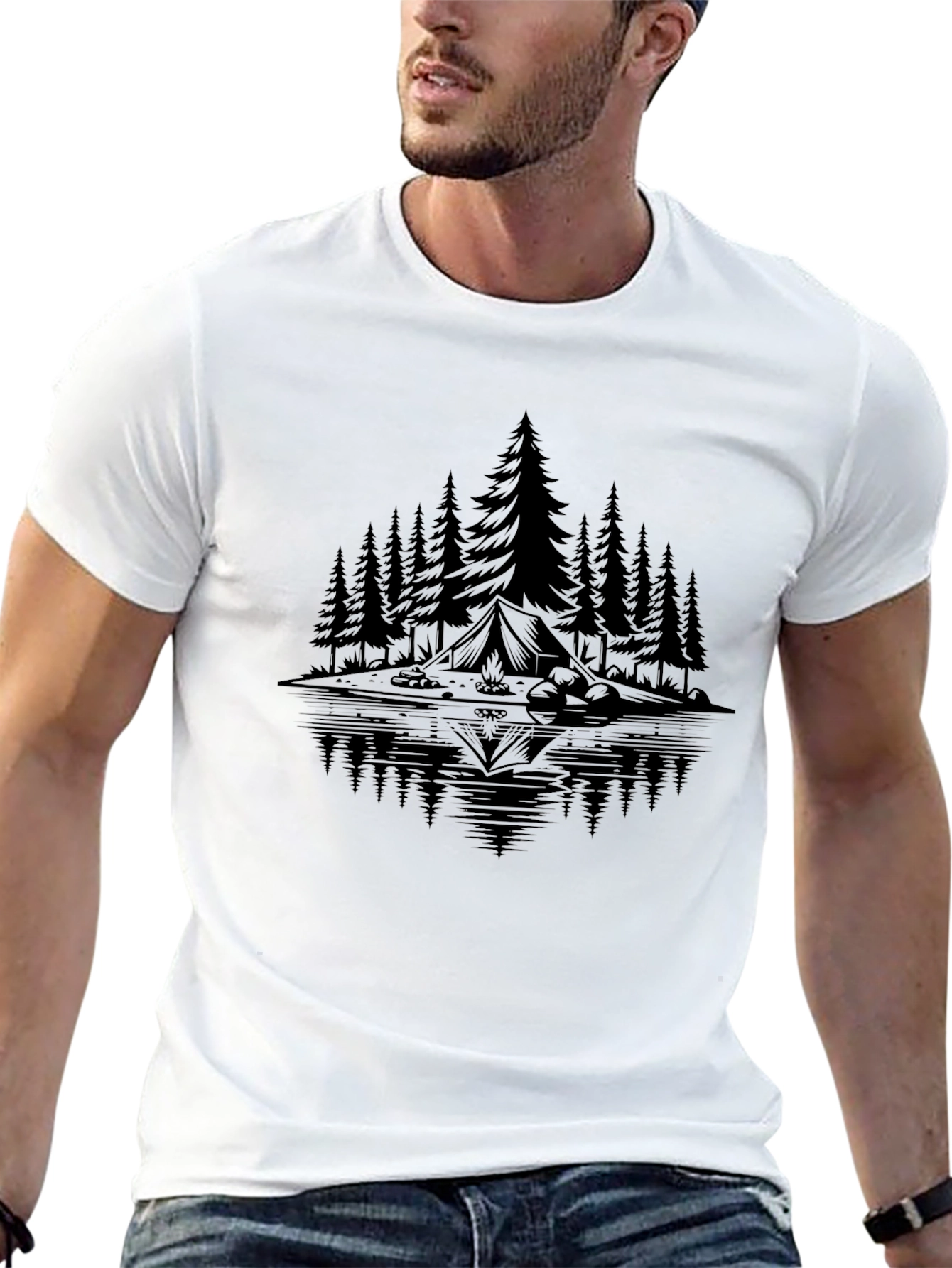 Mens Camping Scene Graphic Tee
