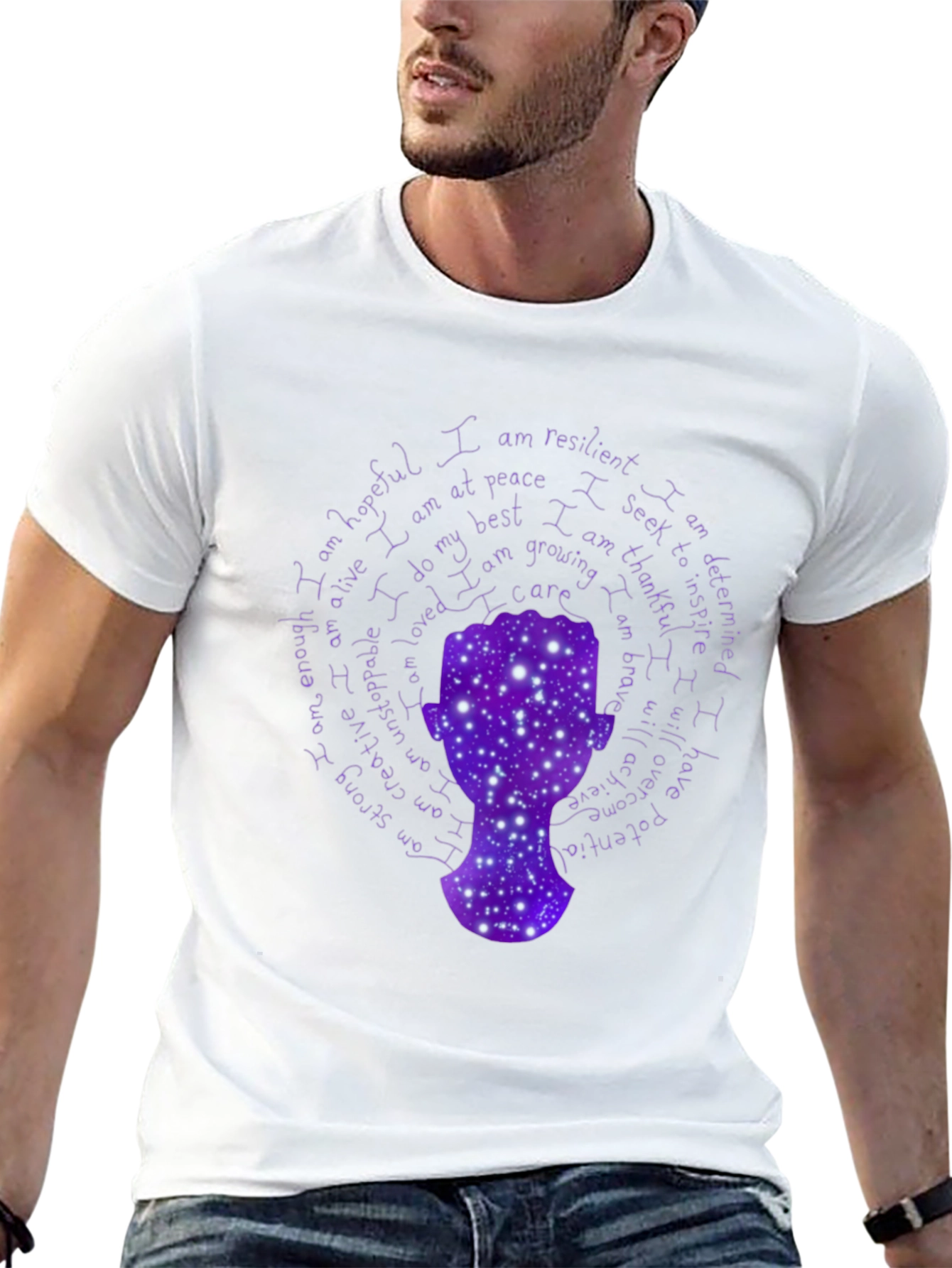 Inspirational Galaxy T-Shirt: Affirmation Design Positive Vibes