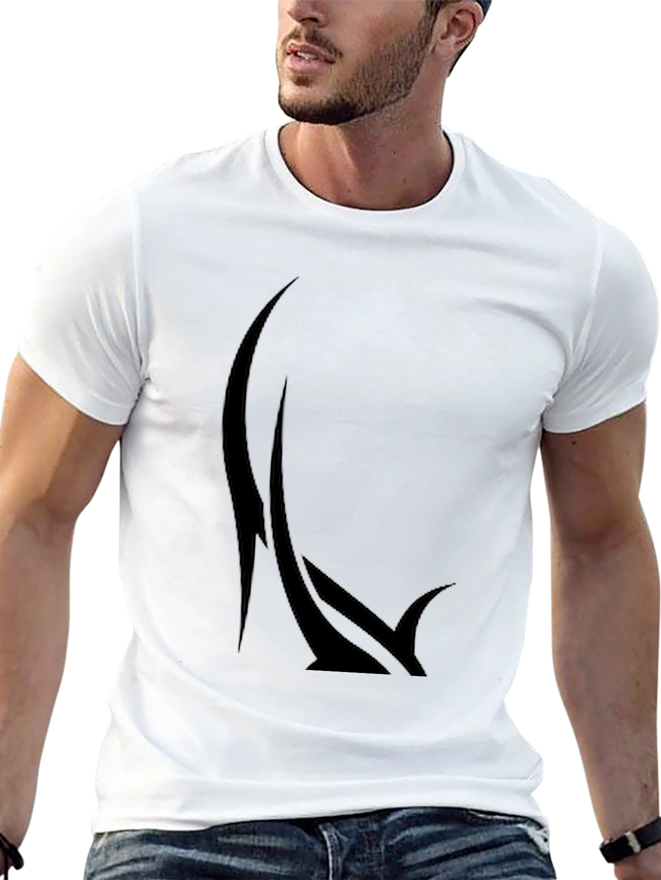 Mens Graphic Black T-Shirt - Abstract Design