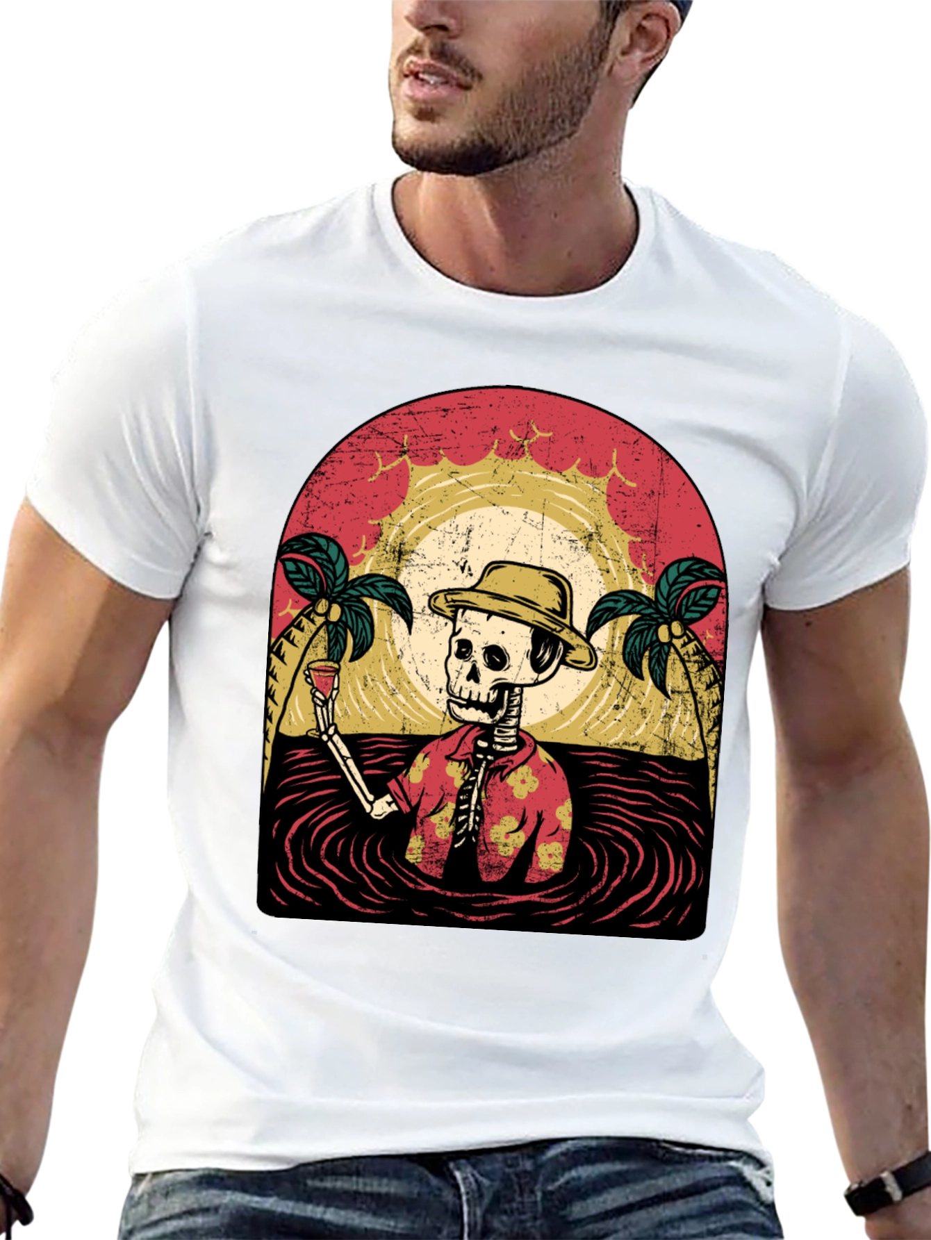 Tropical Skeleton T-Shirt: Beach Vibes
