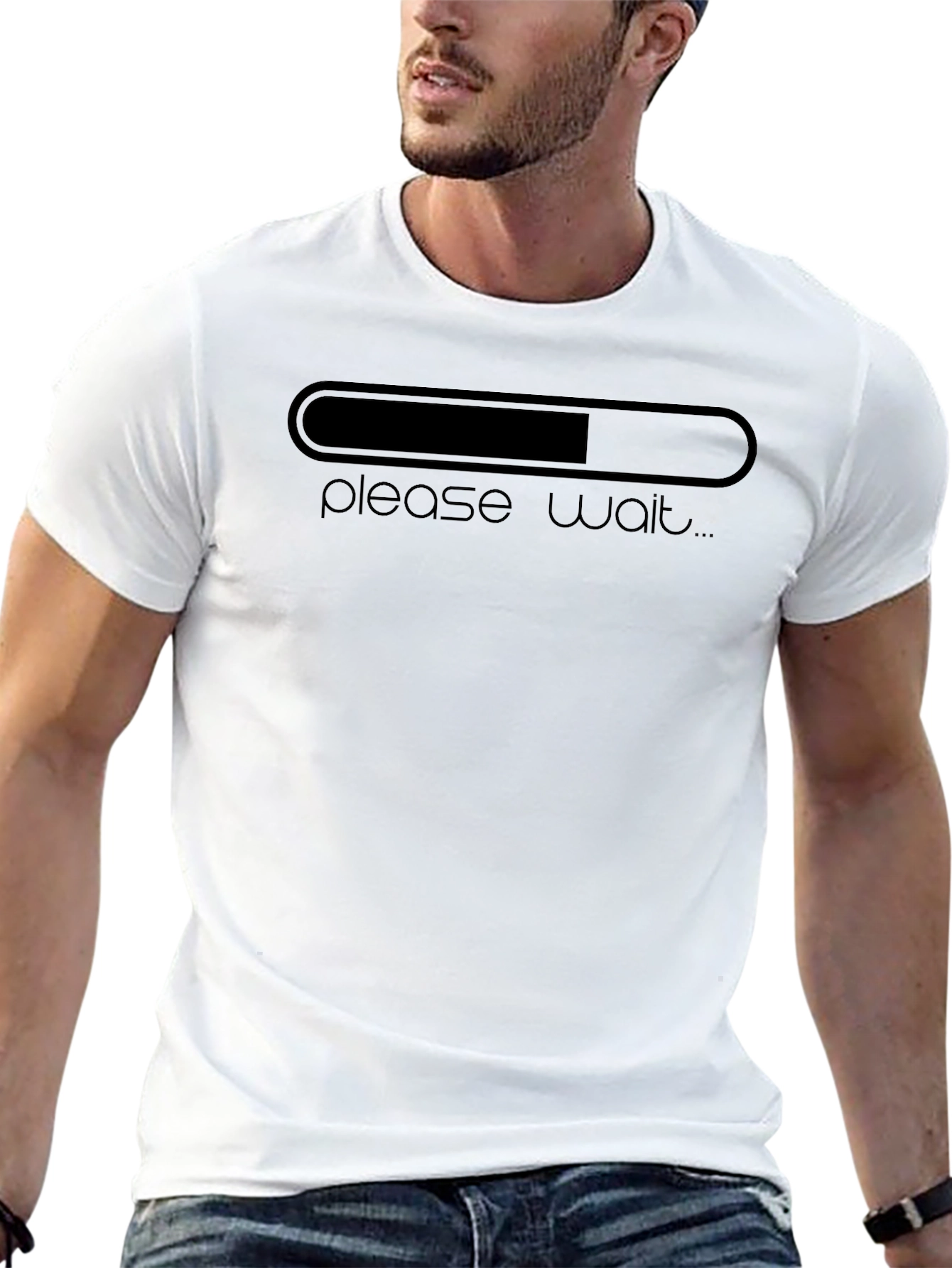 Please Wait Loading Bar Graphic T-Shirt - Black