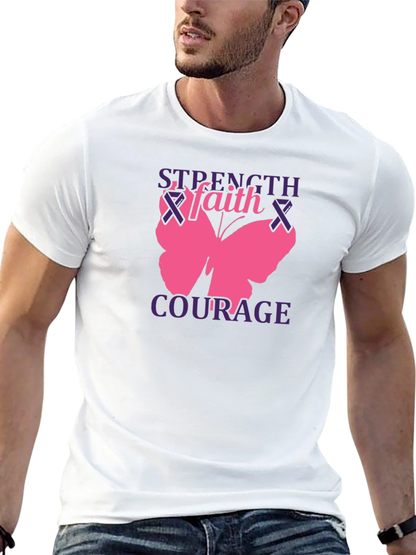 Strength Faith Courage Butterfly Graphic Tee