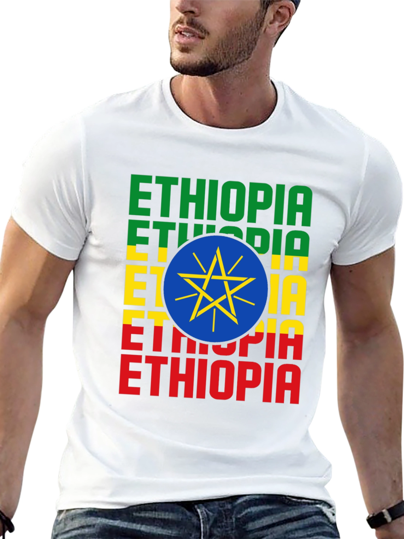 Ethiopia Flag T-Shirt - Mens Graphic Tee