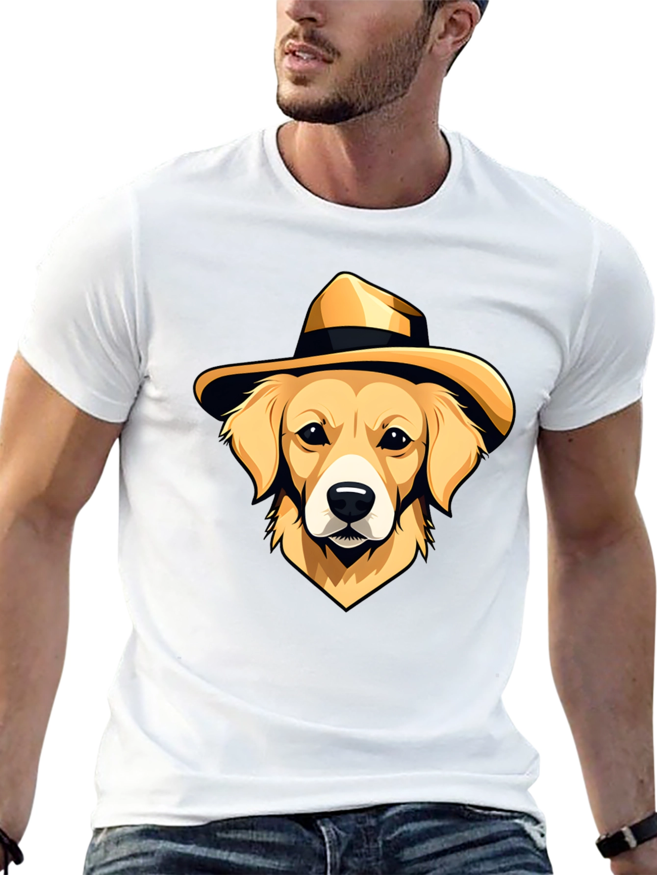 Dog in Hat Graphic T-Shirt - Cool Casual Wear